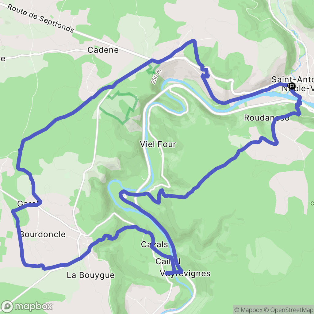 Saint-Antonin-Noble-Val : carte du parcours de randonnée - France
