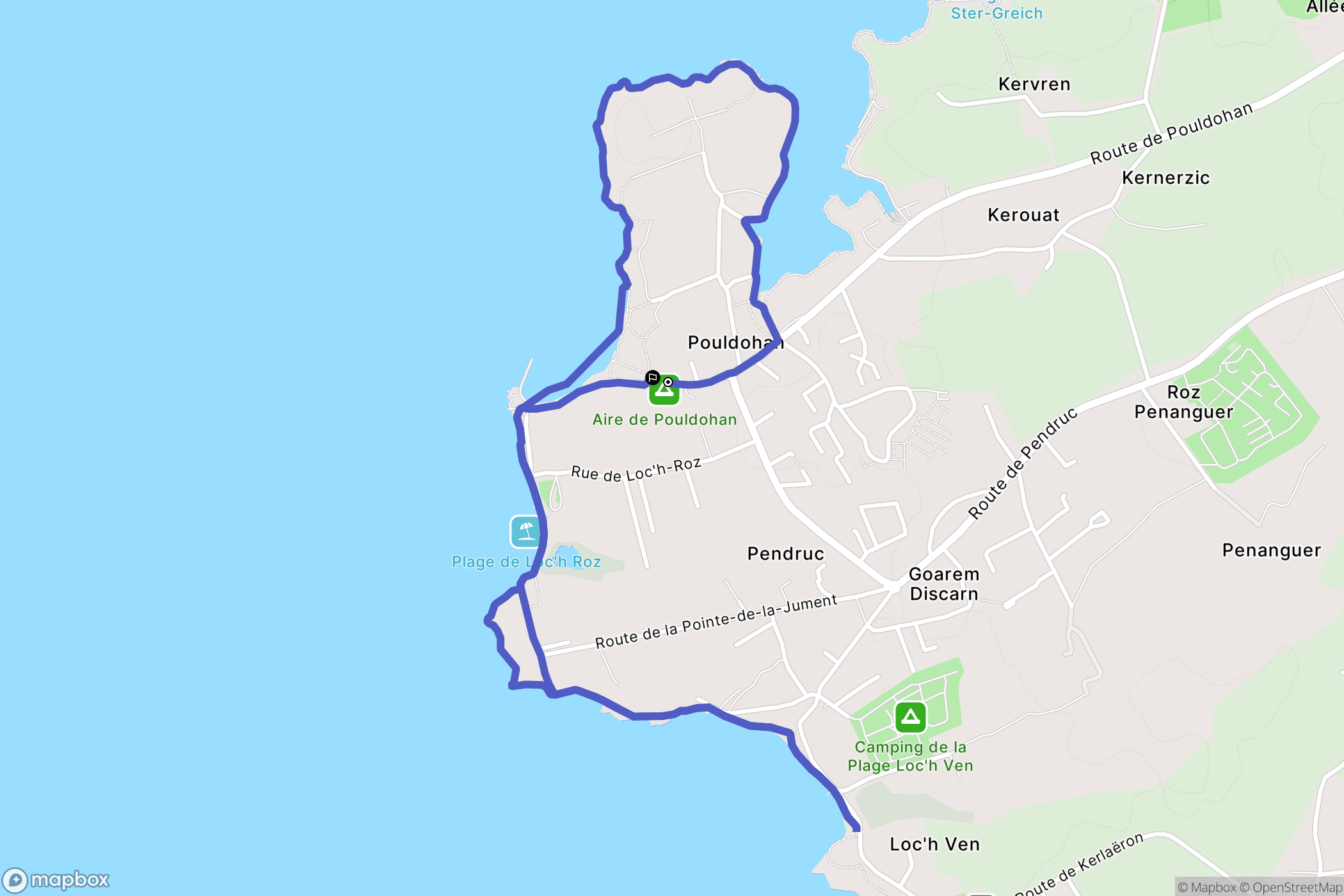 Trégunc : carte du parcours de randonnée - France