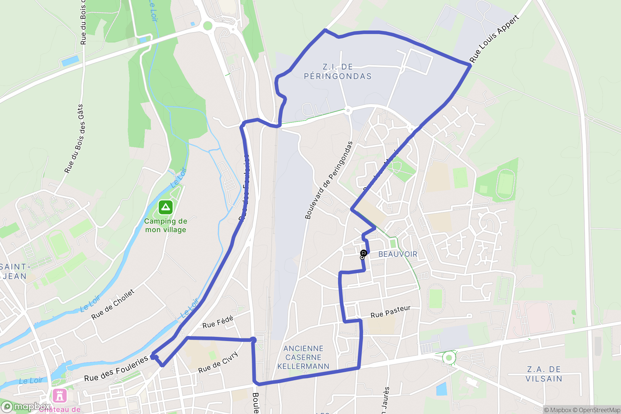 Châteaudun : carte du parcours de randonnée - France