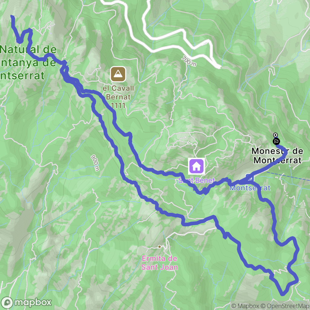 Monestir de Montserrat : carte du parcours de randonnée - Spain