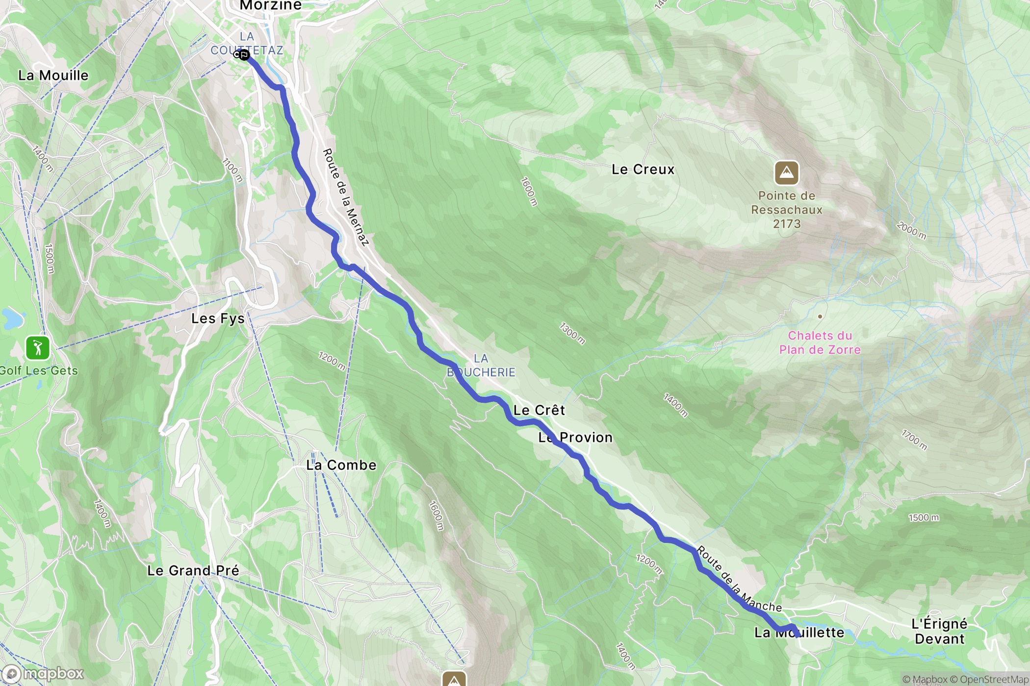 Morzine : carte du parcours de randonnée - France