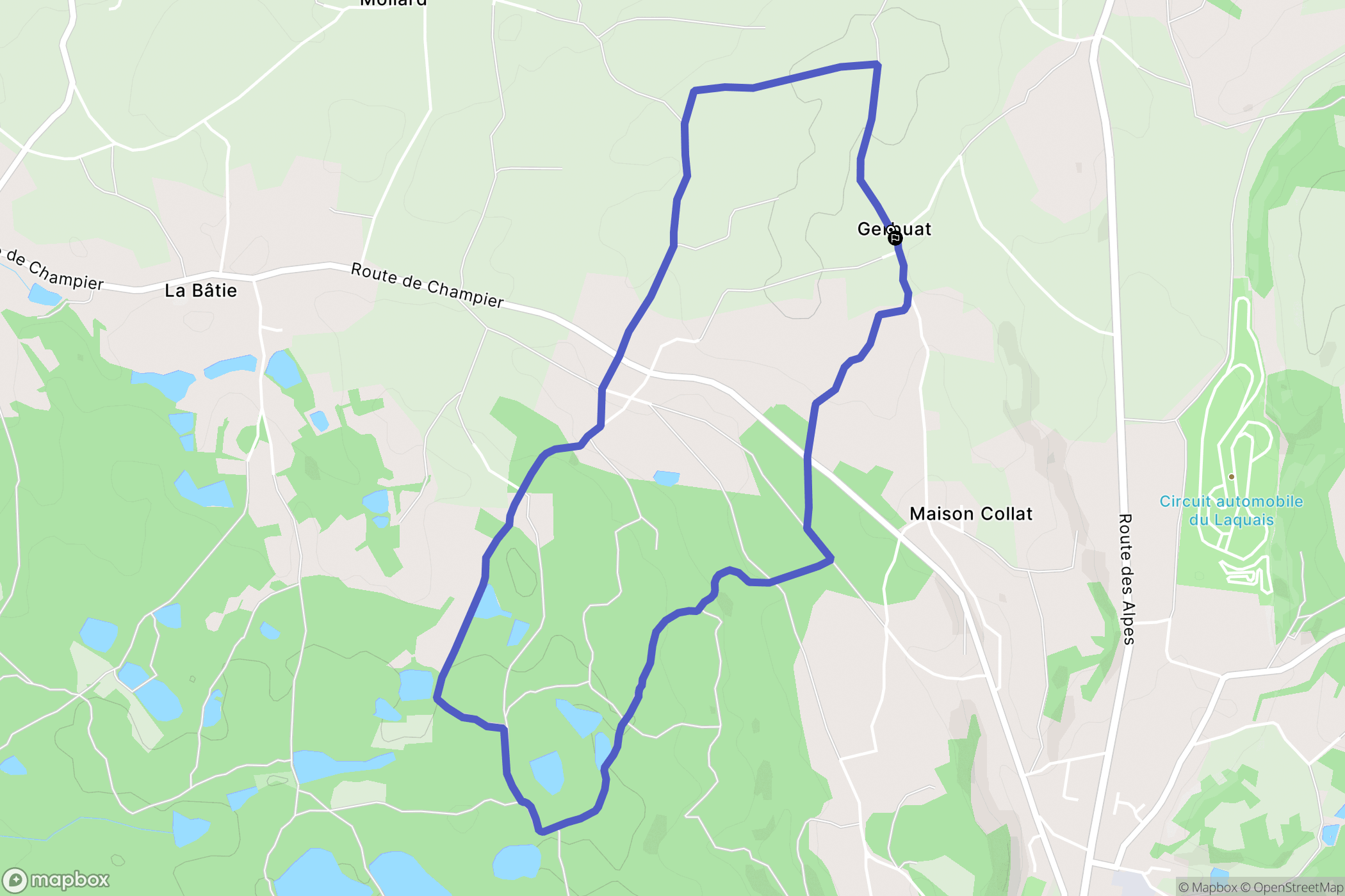 Champier : carte du parcours de randonnée - France