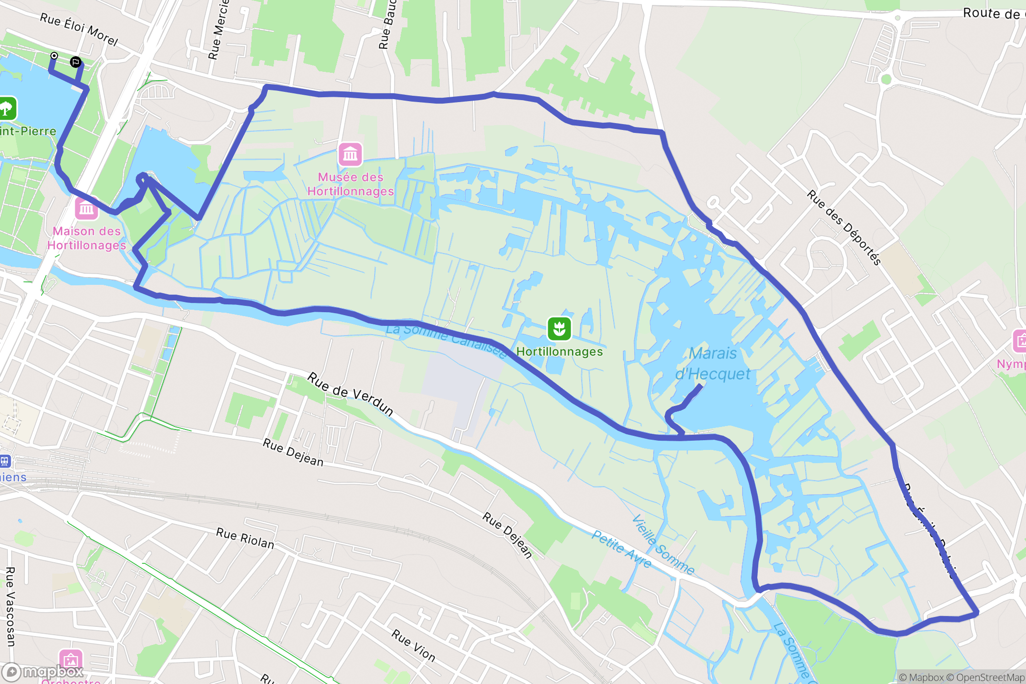Amiens : carte du parcours de randonnée - France