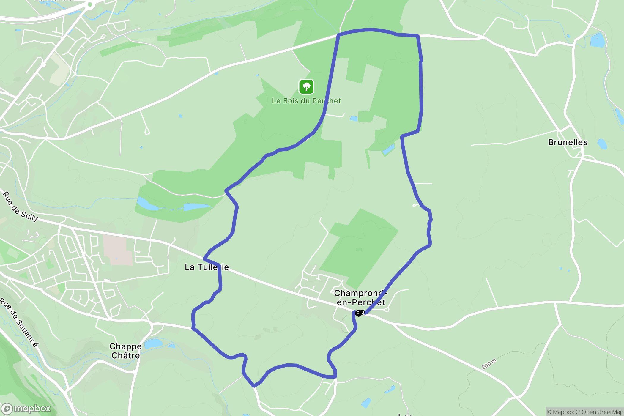 Champrond-en-Perchet : carte du parcours de randonnée - France