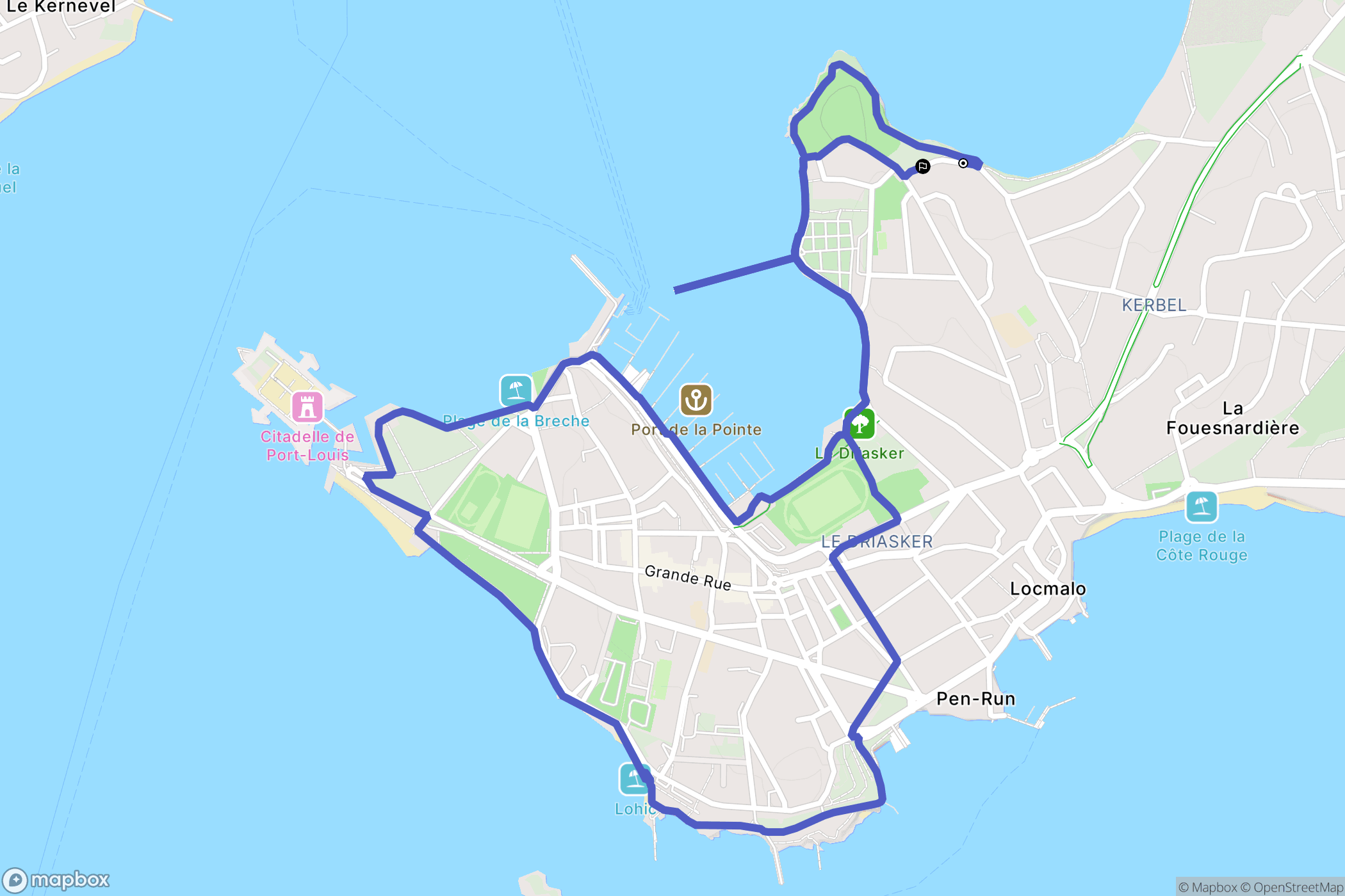Port-Louis : carte du parcours de randonnée - France