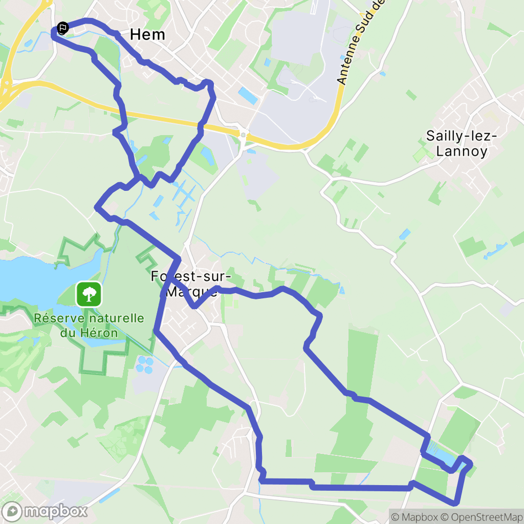 Hem : carte du parcours de randonnée - France