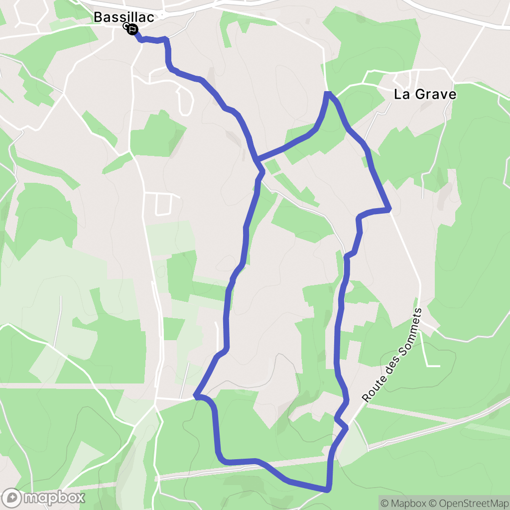 Bassillac et Auberoche : carte du parcours de randonnée - France