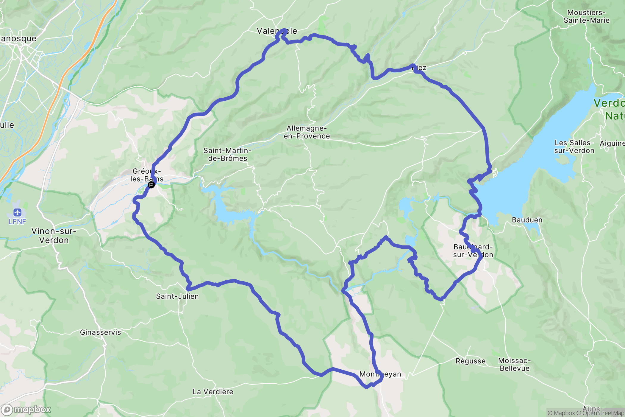 Gréoux-les-Bains : carte du parcours de randonnée - France