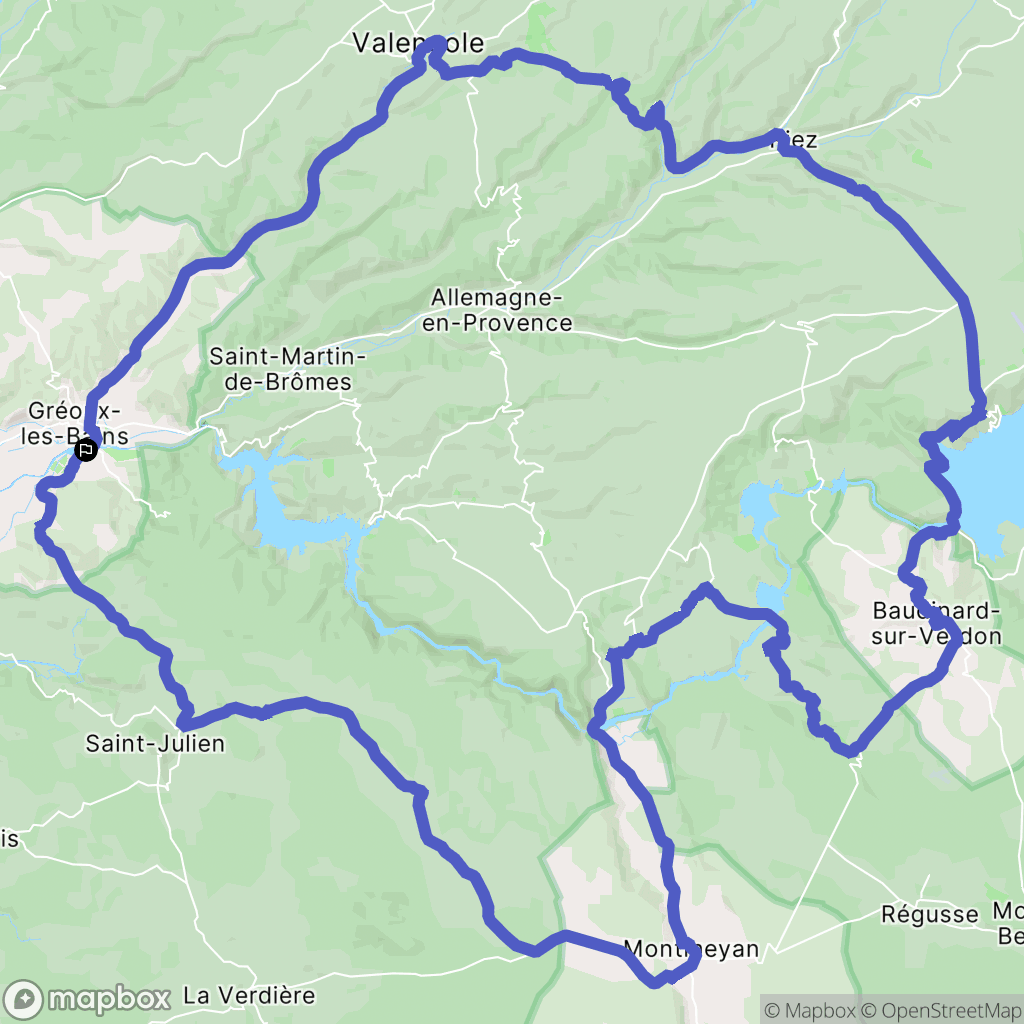 Gréoux-les-Bains : carte du parcours de randonnée - France