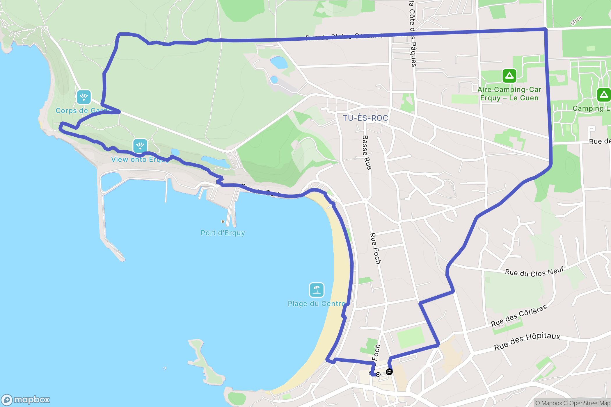 Erquy : carte du parcours de randonnée - France