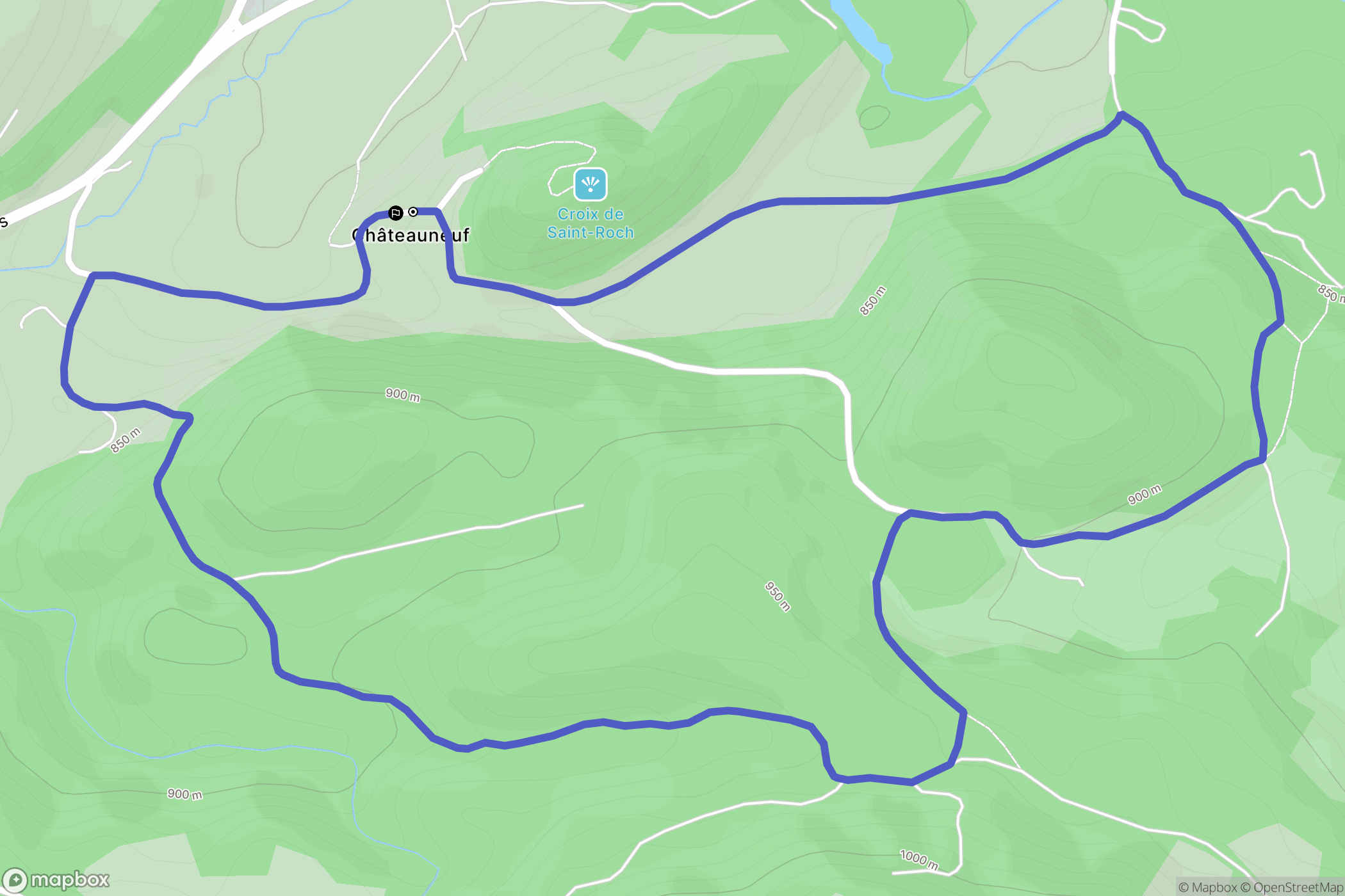 Saint-Sauves-d'Auvergne : carte du parcours de randonnée - France
