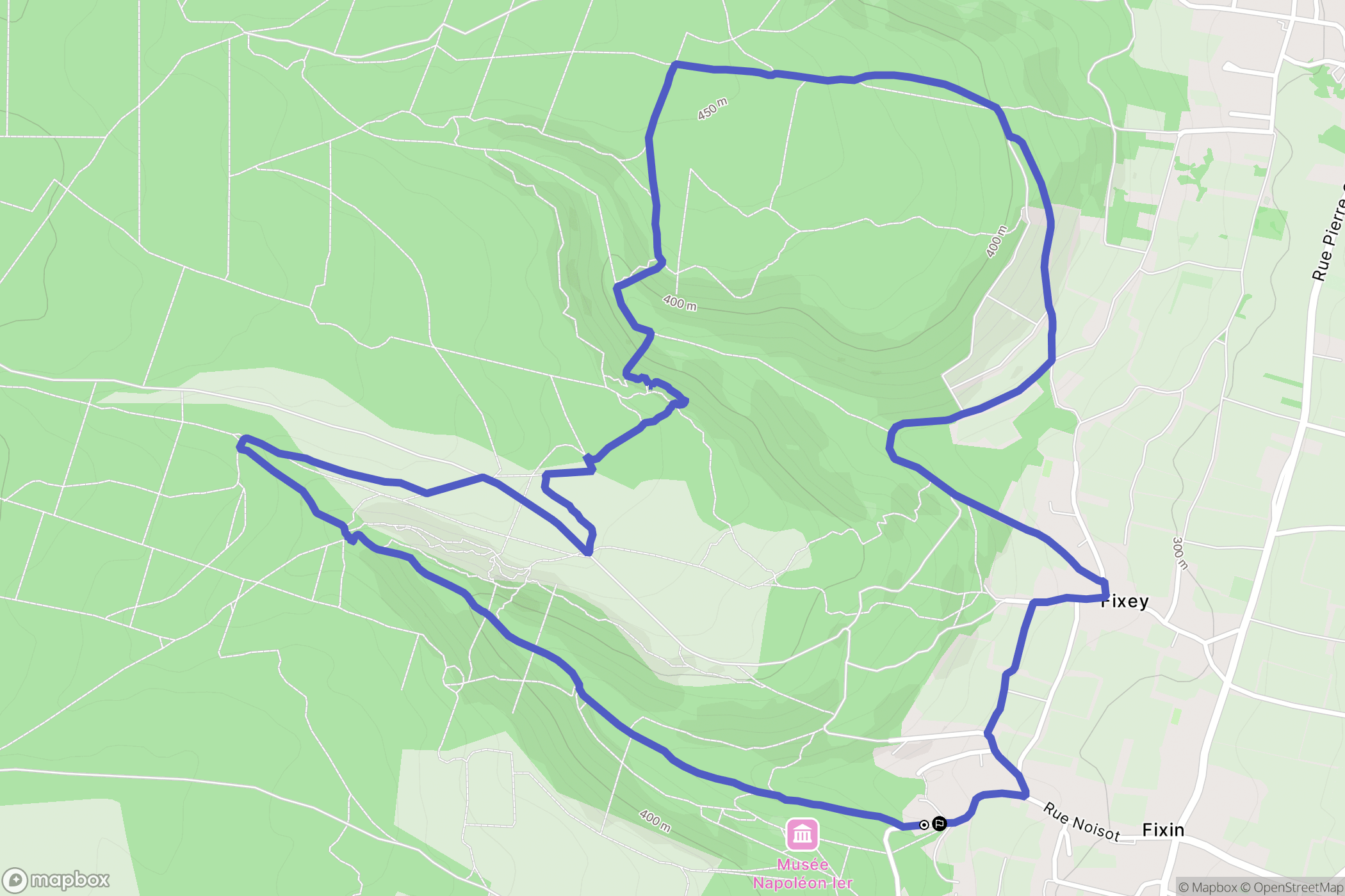Fixin : carte du parcours de randonnée - France