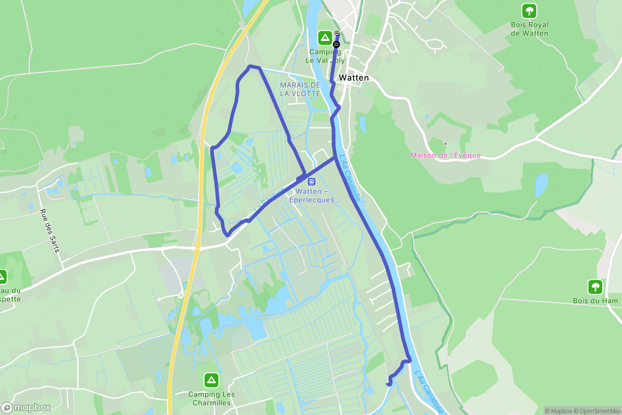 Watten : carte du parcours de randonnée - France