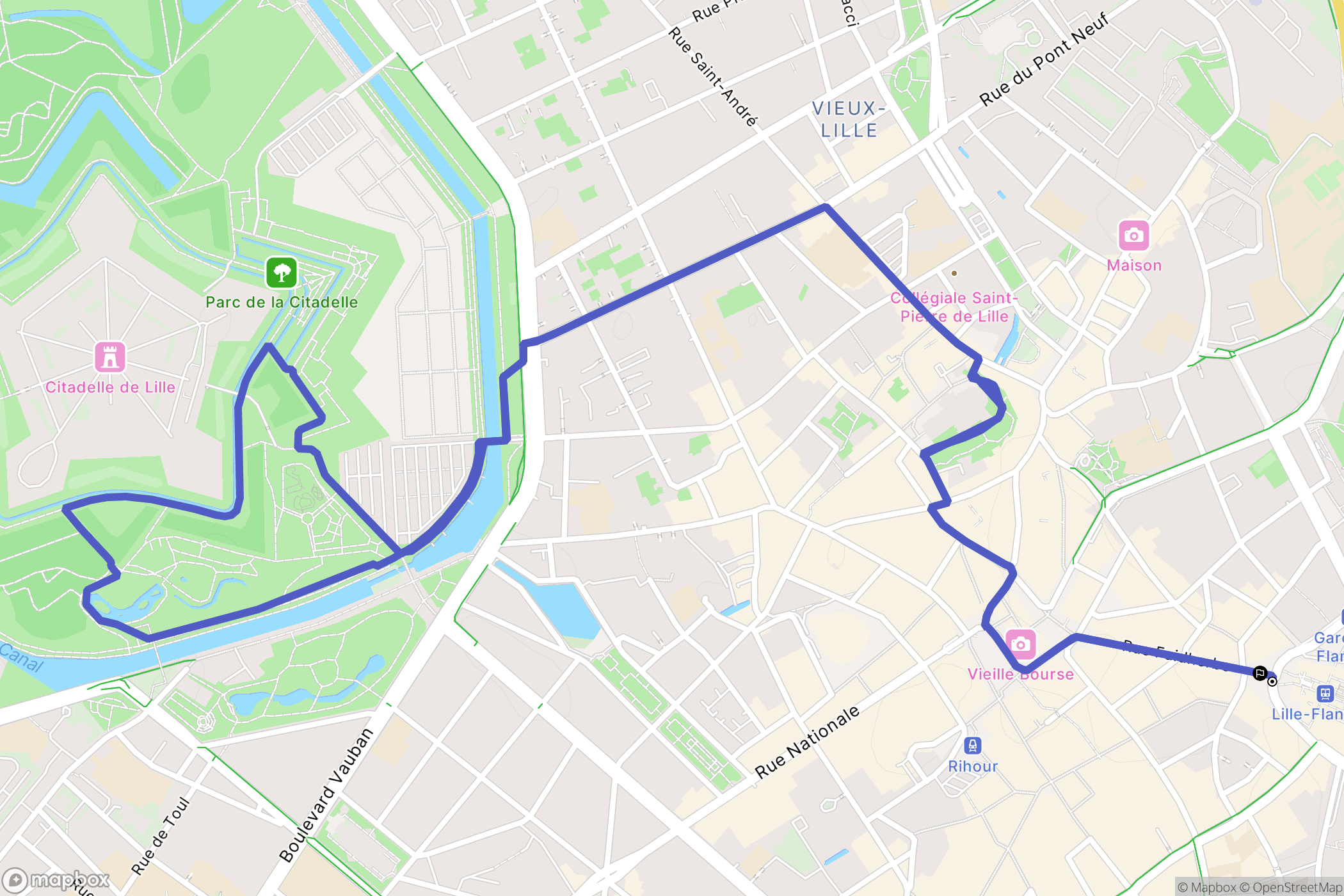 Lille : carte du parcours de randonnée - France