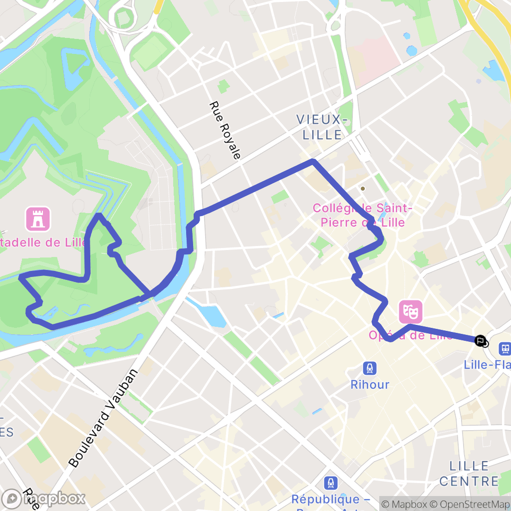 Lille : carte du parcours de randonnée - France