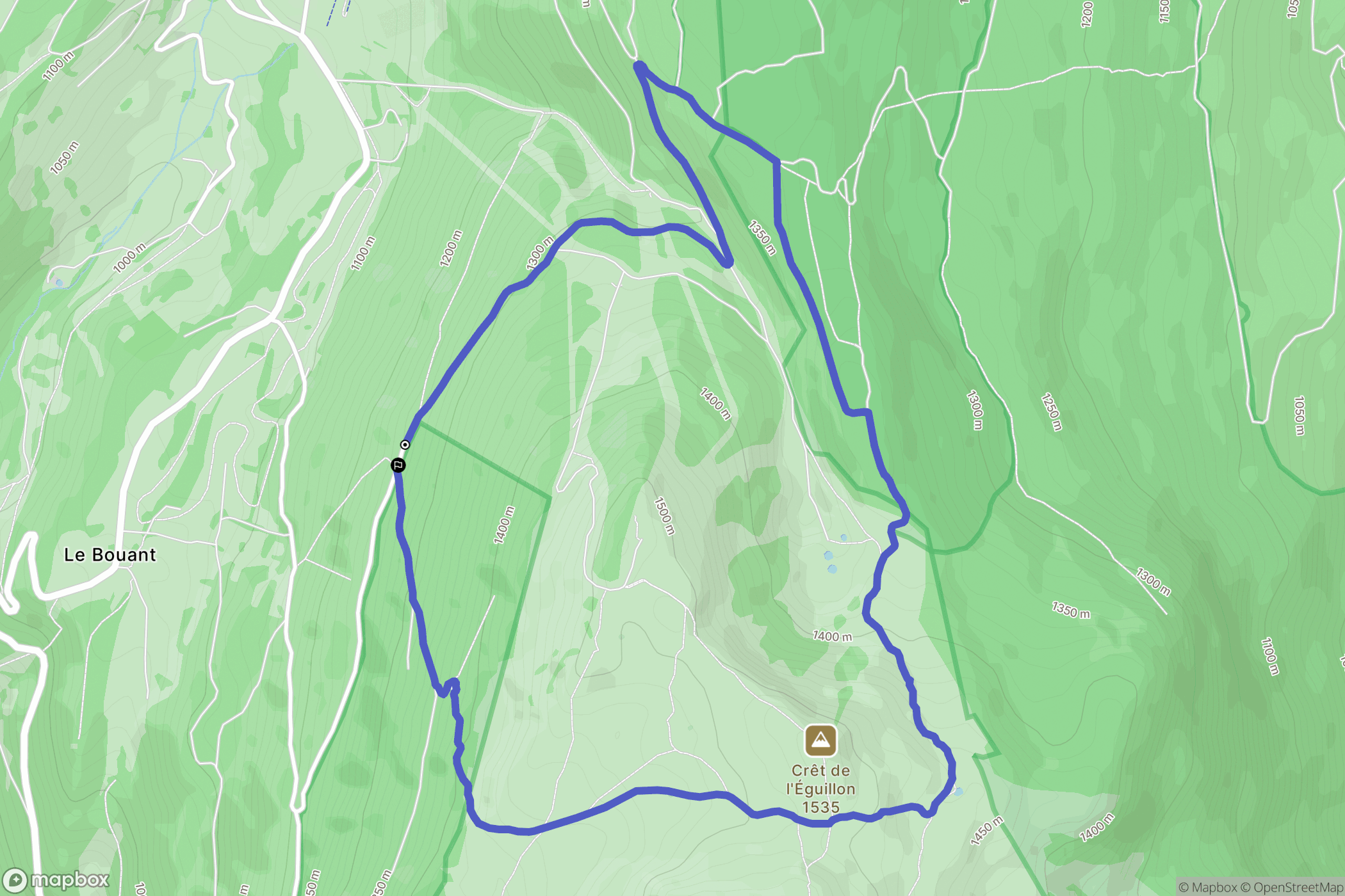 Confort : carte du parcours de randonnée - France