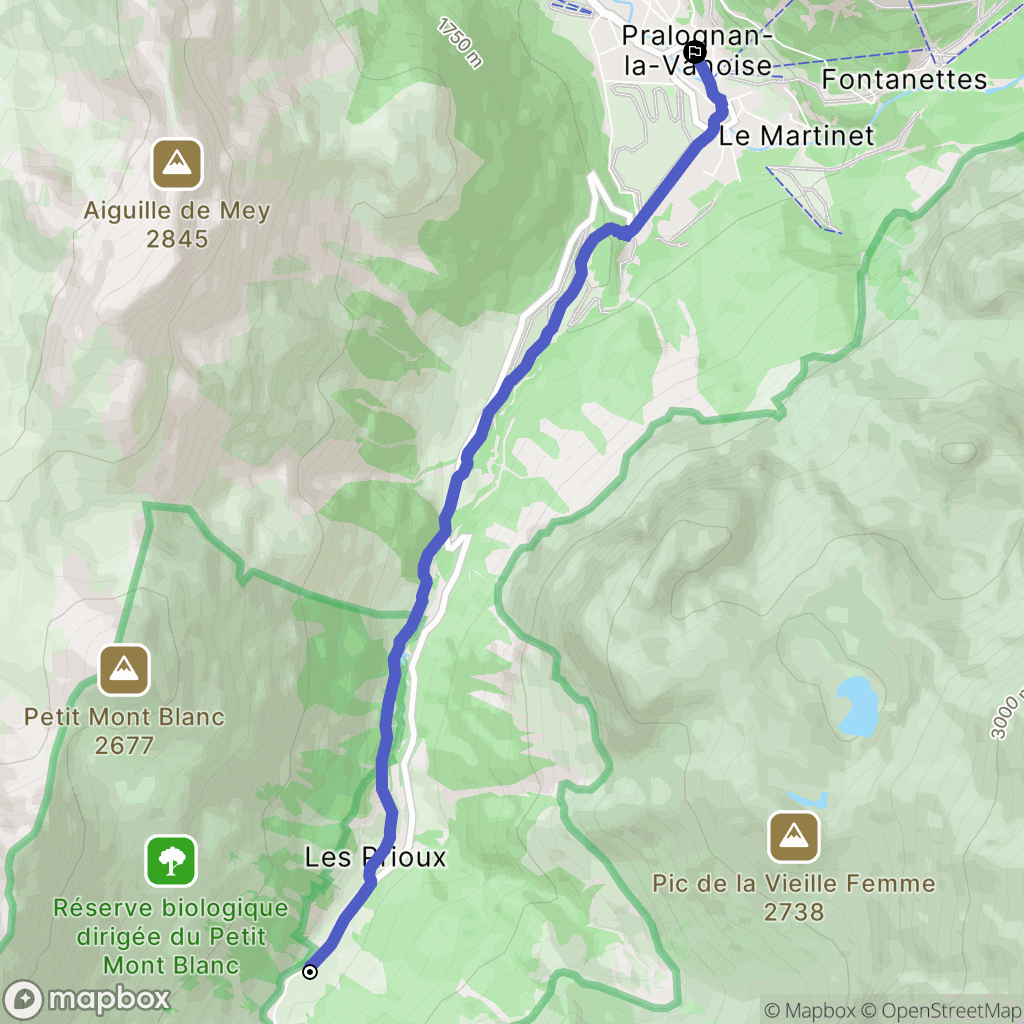 Pralognan-la-Vanoise : carte du parcours de randonnée - France