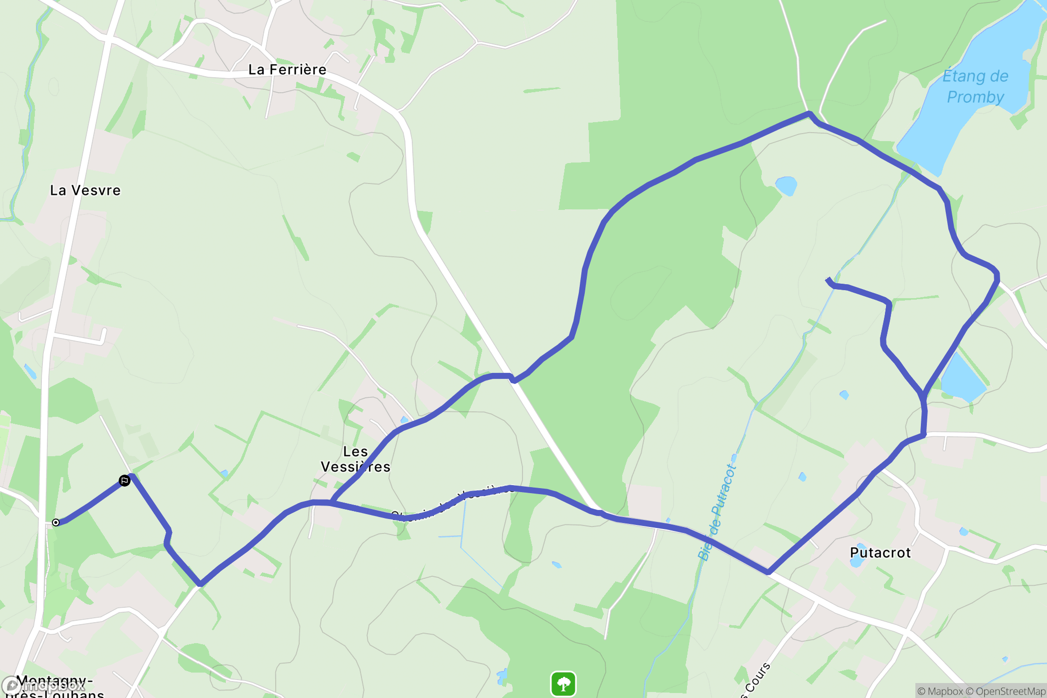 Montagny-près-Louhans : carte du parcours de randonnée - France