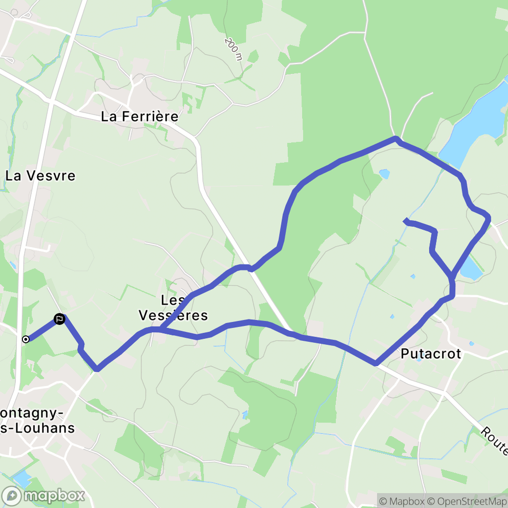 Montagny-près-Louhans : carte du parcours de randonnée - France