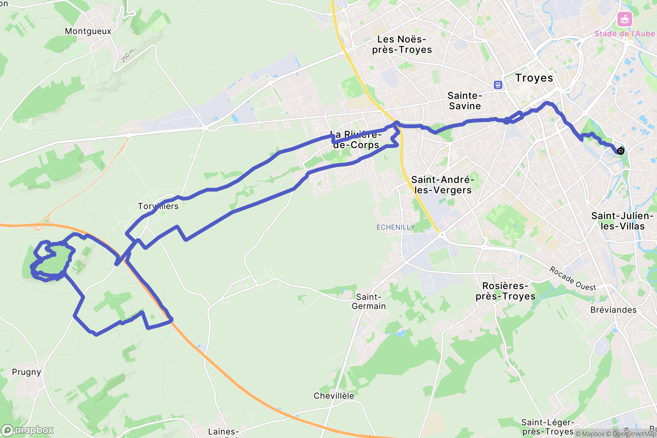 Troyes : carte du parcours de randonnée - France