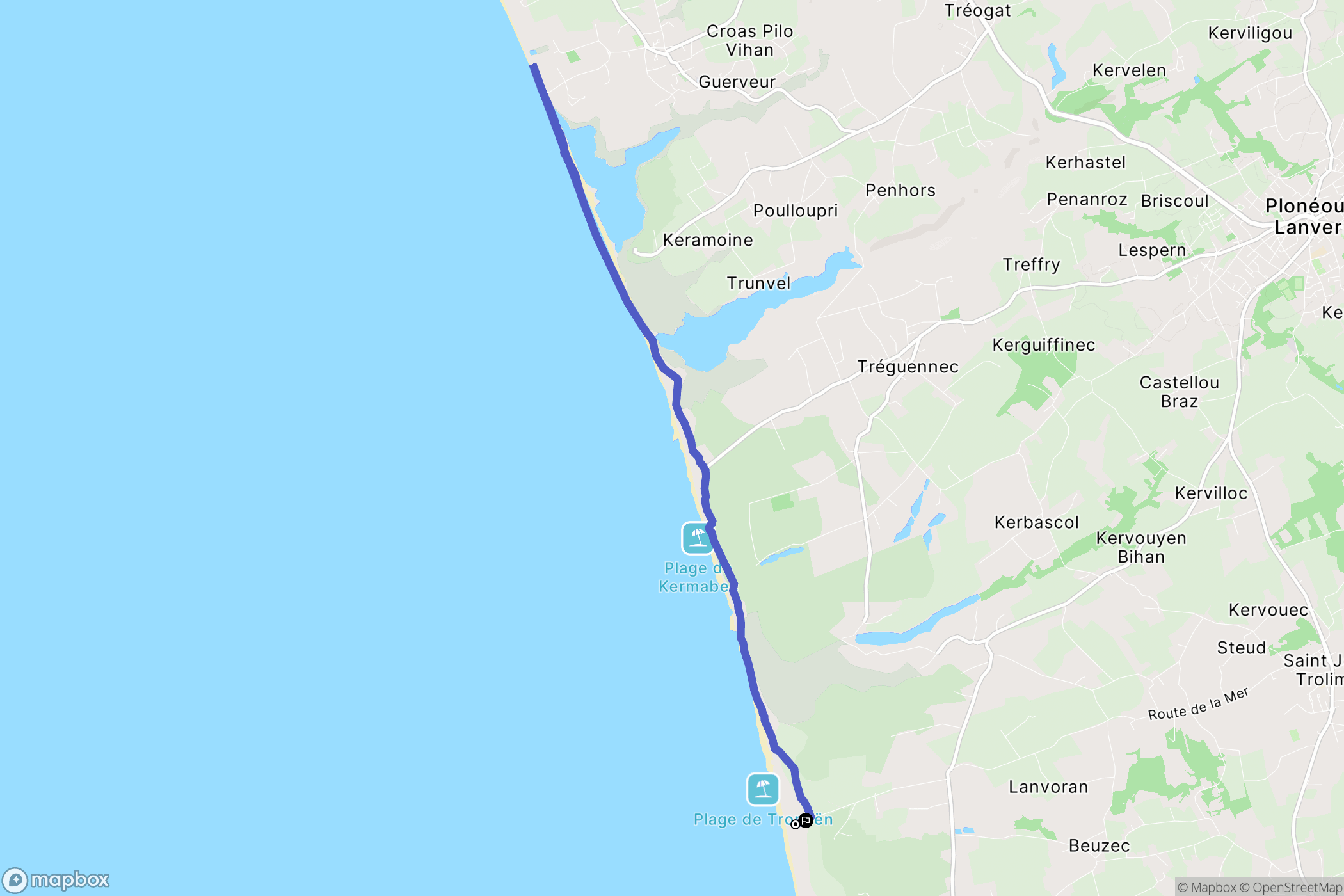 Saint-Jean-Trolimon : carte du parcours de randonnée - France