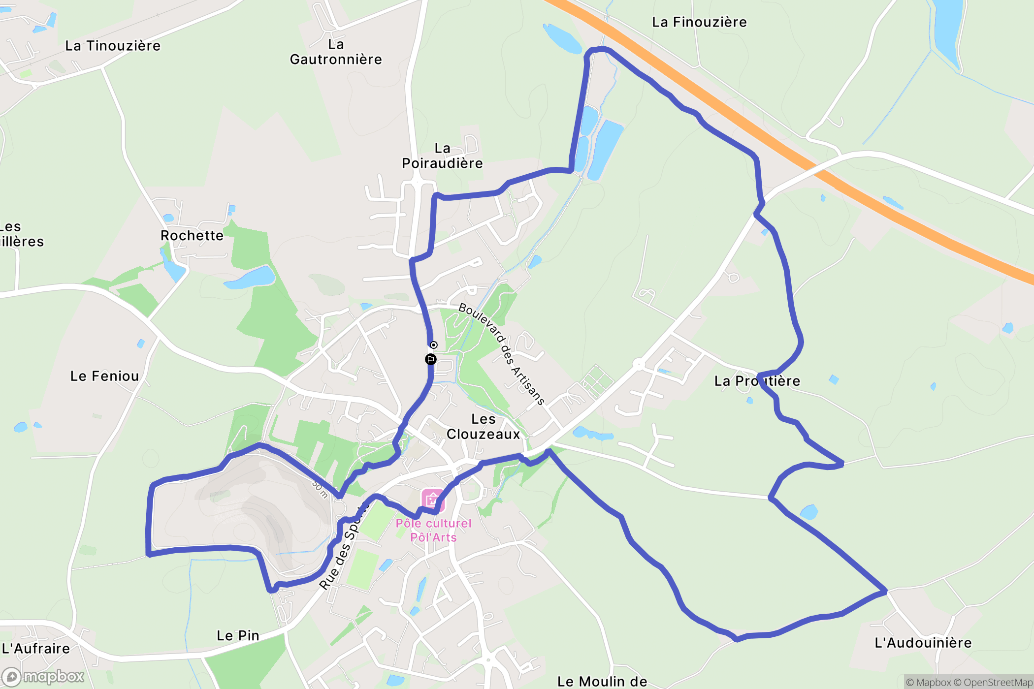 Aubigny-Les Clouzeaux : carte du parcours de randonnée - France