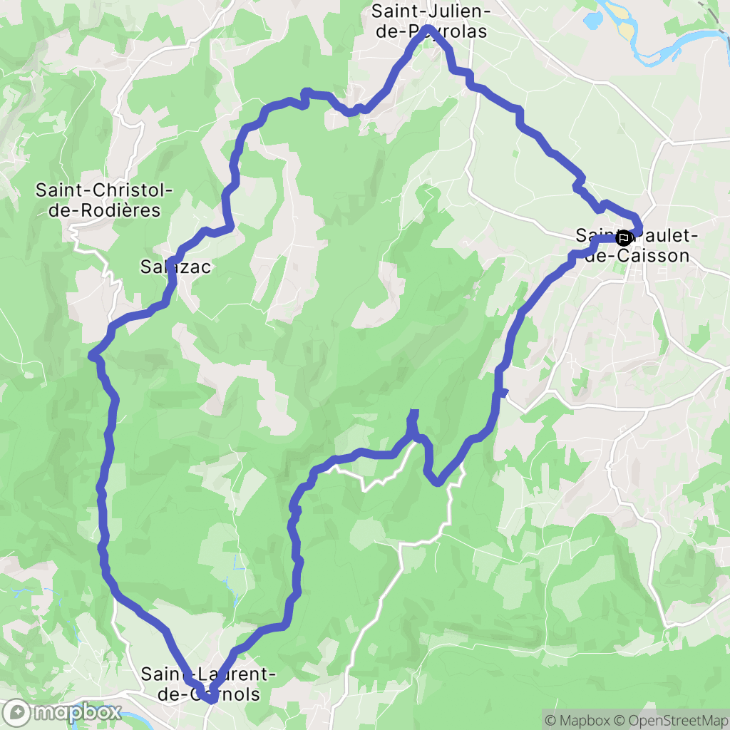 Saint-Paulet-de-Caisson : carte du parcours de randonnée - France