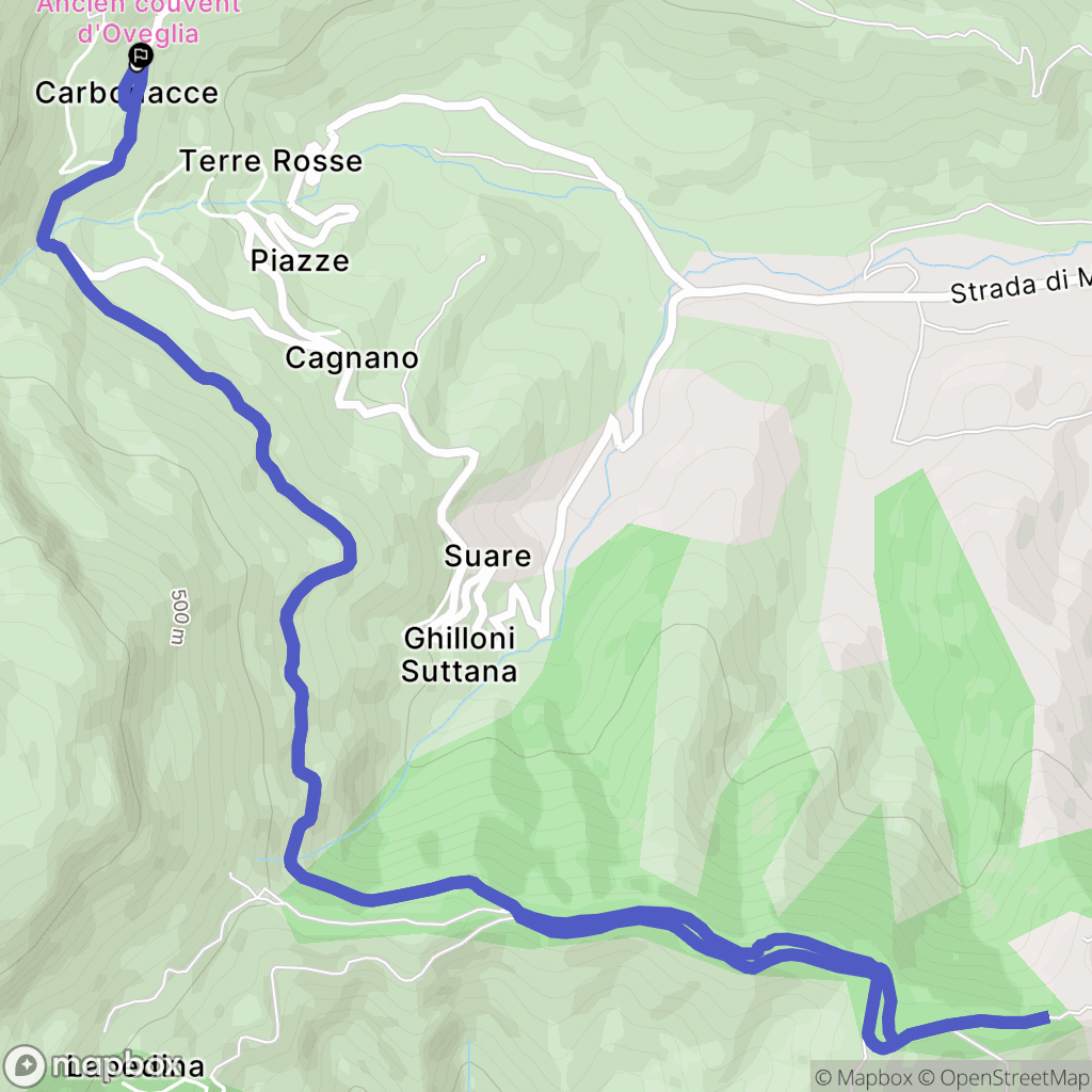 Cagnano : carte du parcours de randonnée - France