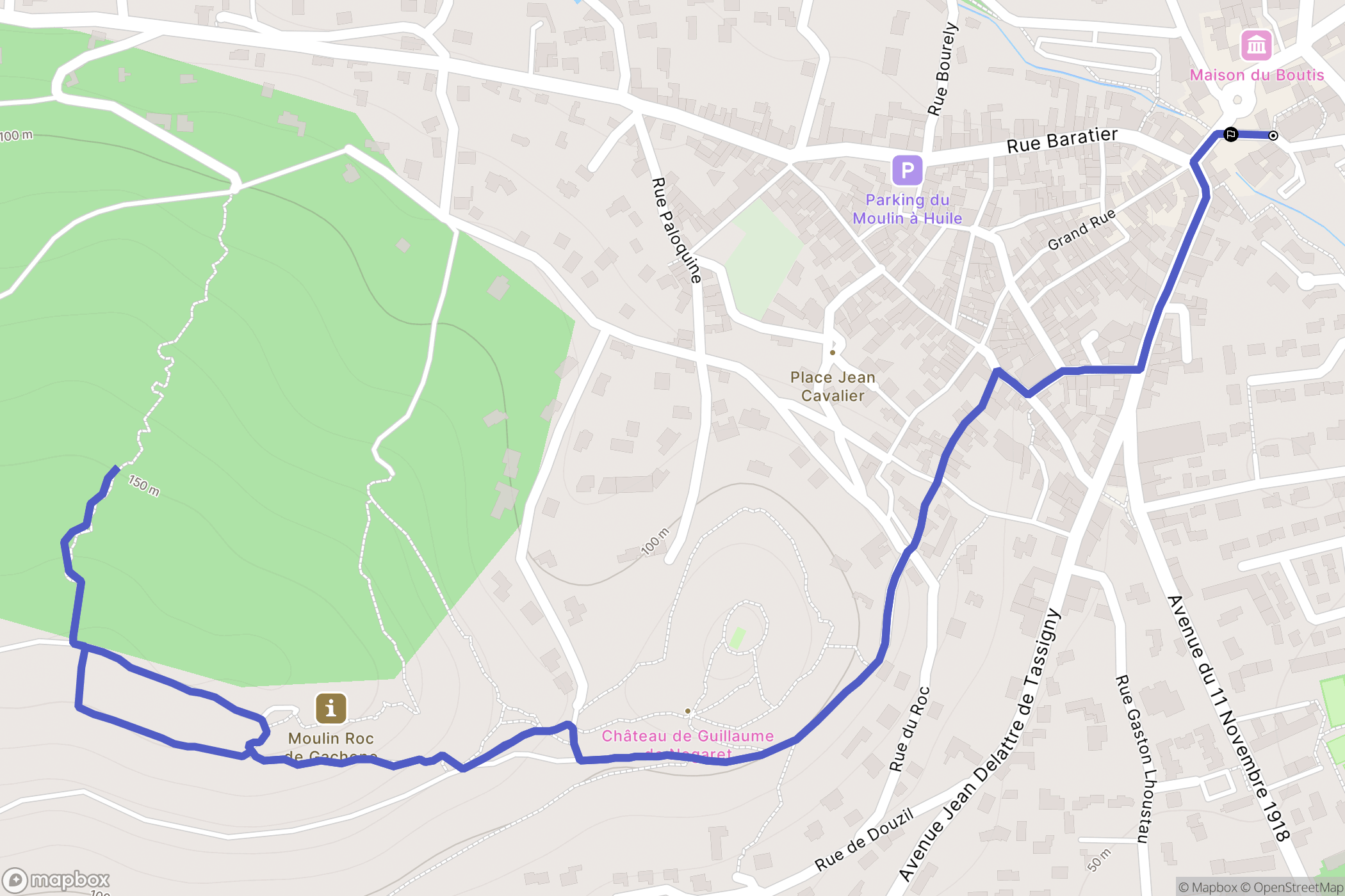 Calvisson : carte du parcours de randonnée - France