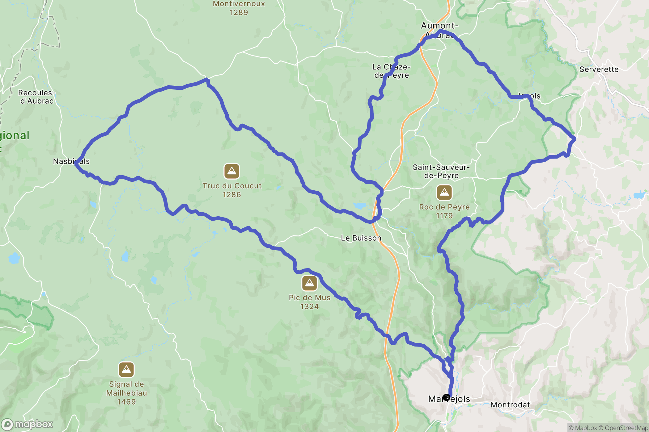 Marvejols : carte du parcours de randonnée - France