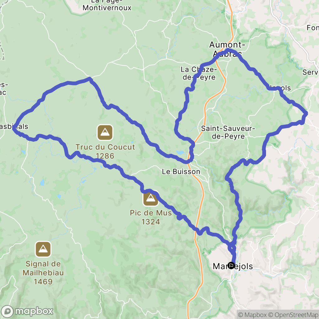 Marvejols : carte du parcours de randonnée - France