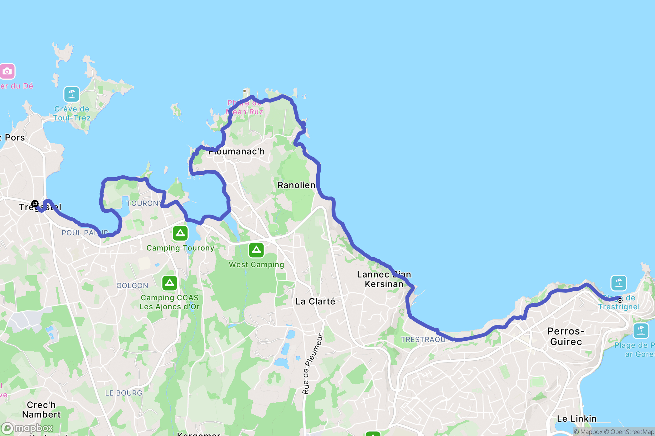 Perros-Guirec : carte du parcours de randonnée - France