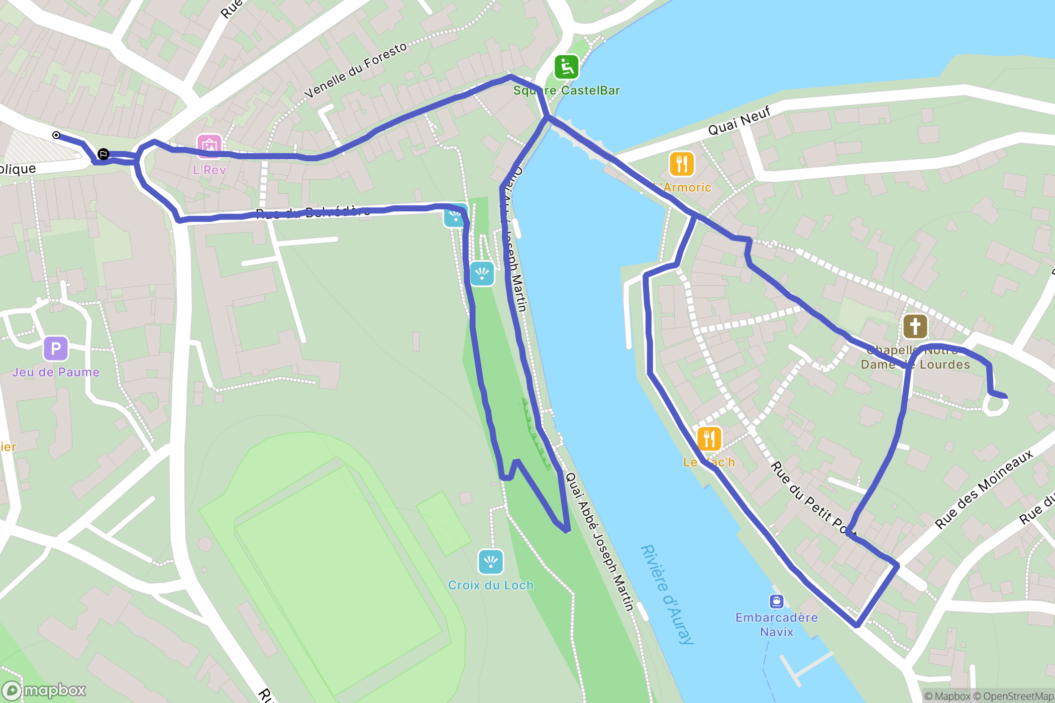 Auray : carte du parcours de randonnée - France