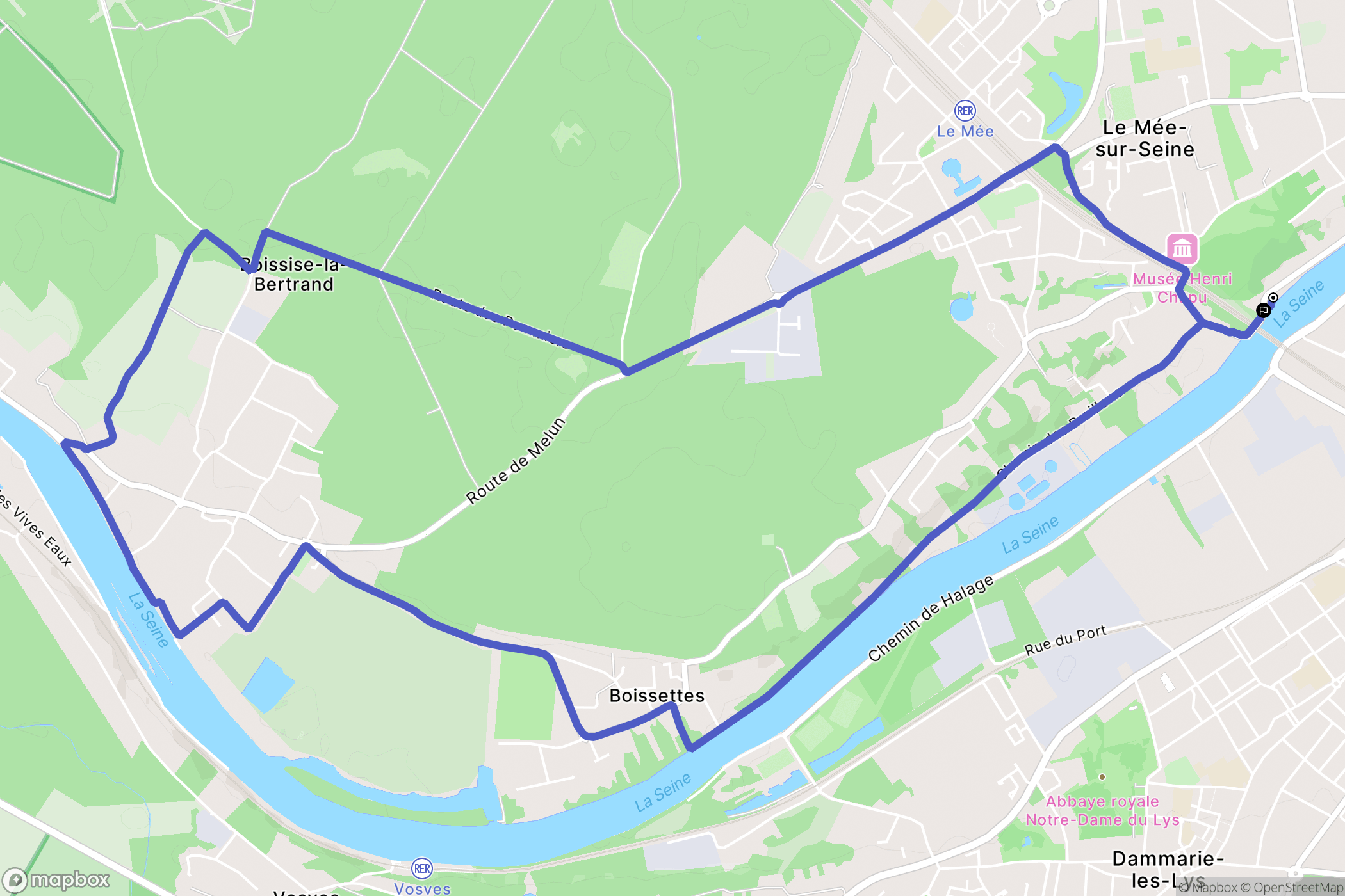 Le Mée-sur-Seine : carte du parcours de randonnée - France