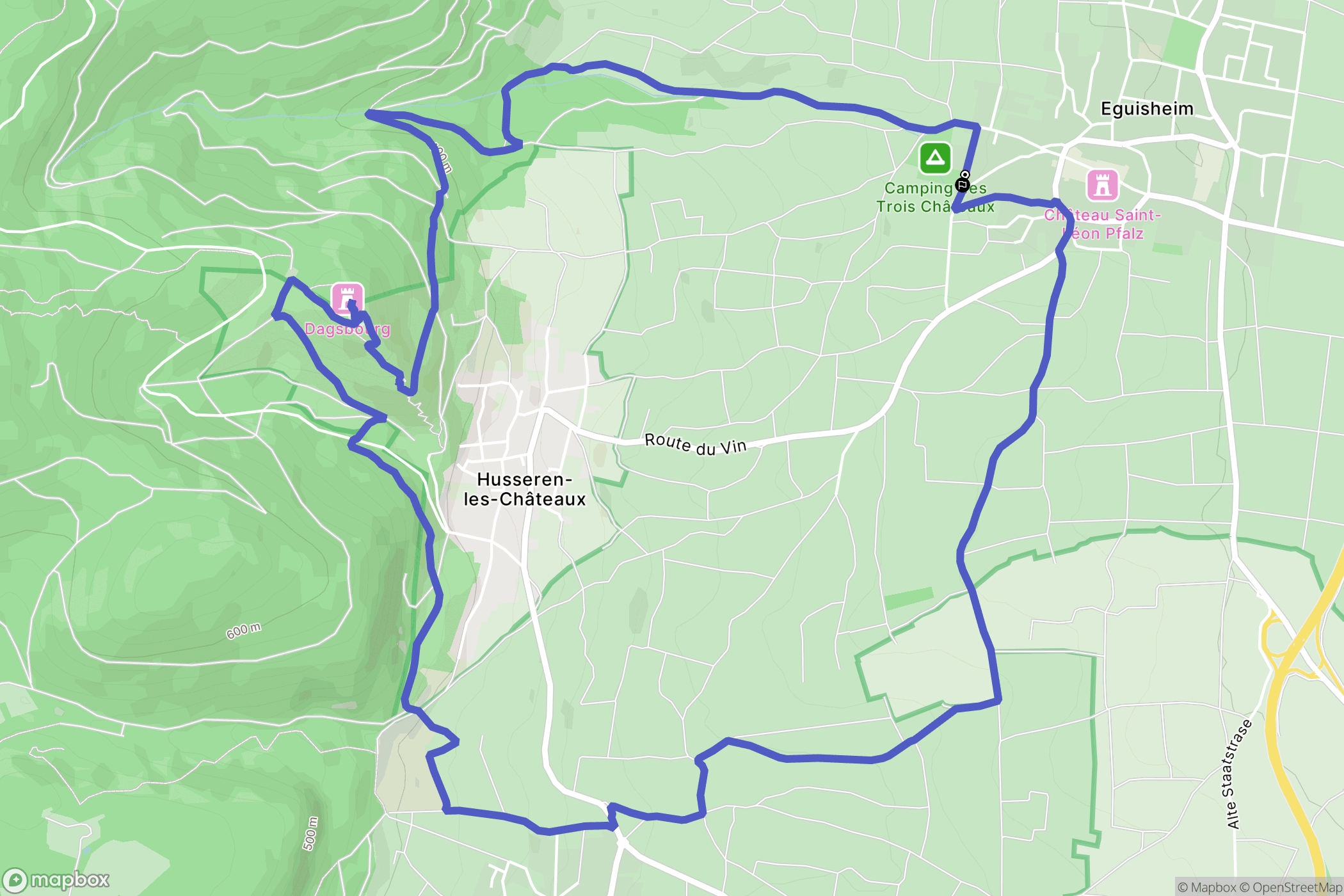 Eguisheim : carte du parcours de randonnée - France