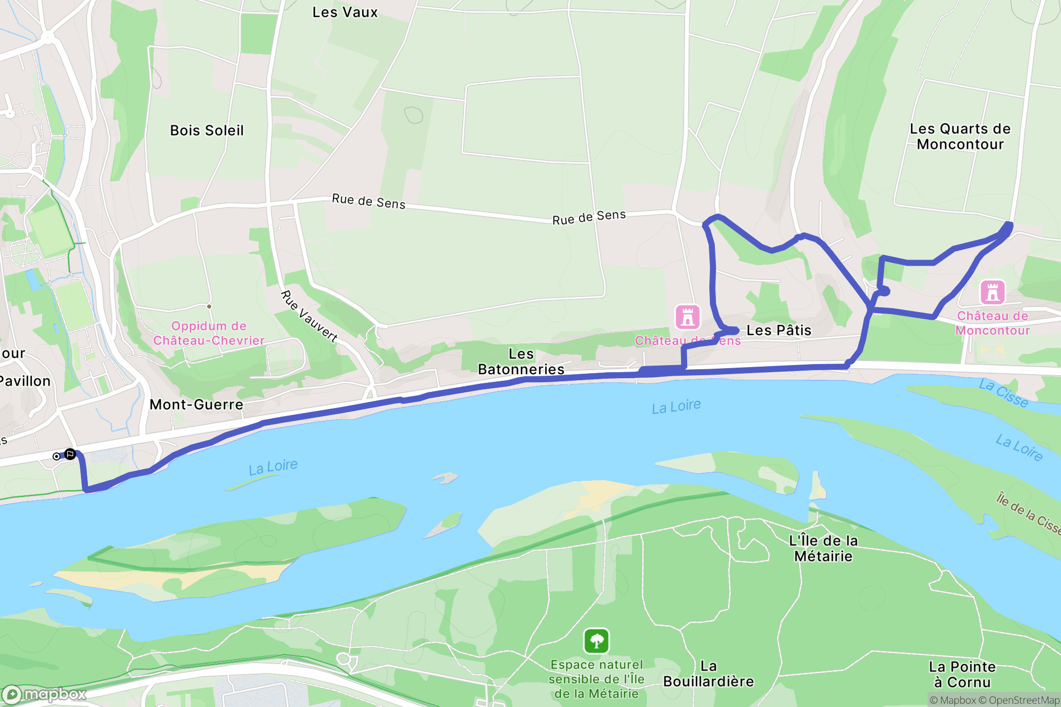 Rochecorbon : carte du parcours de randonnée - France