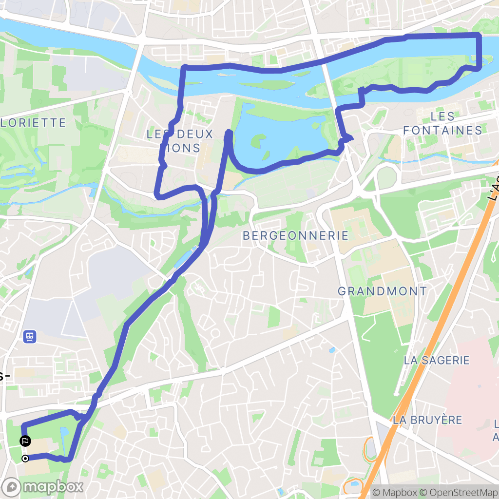 Joué-lès-Tours : carte du parcours de randonnée - France