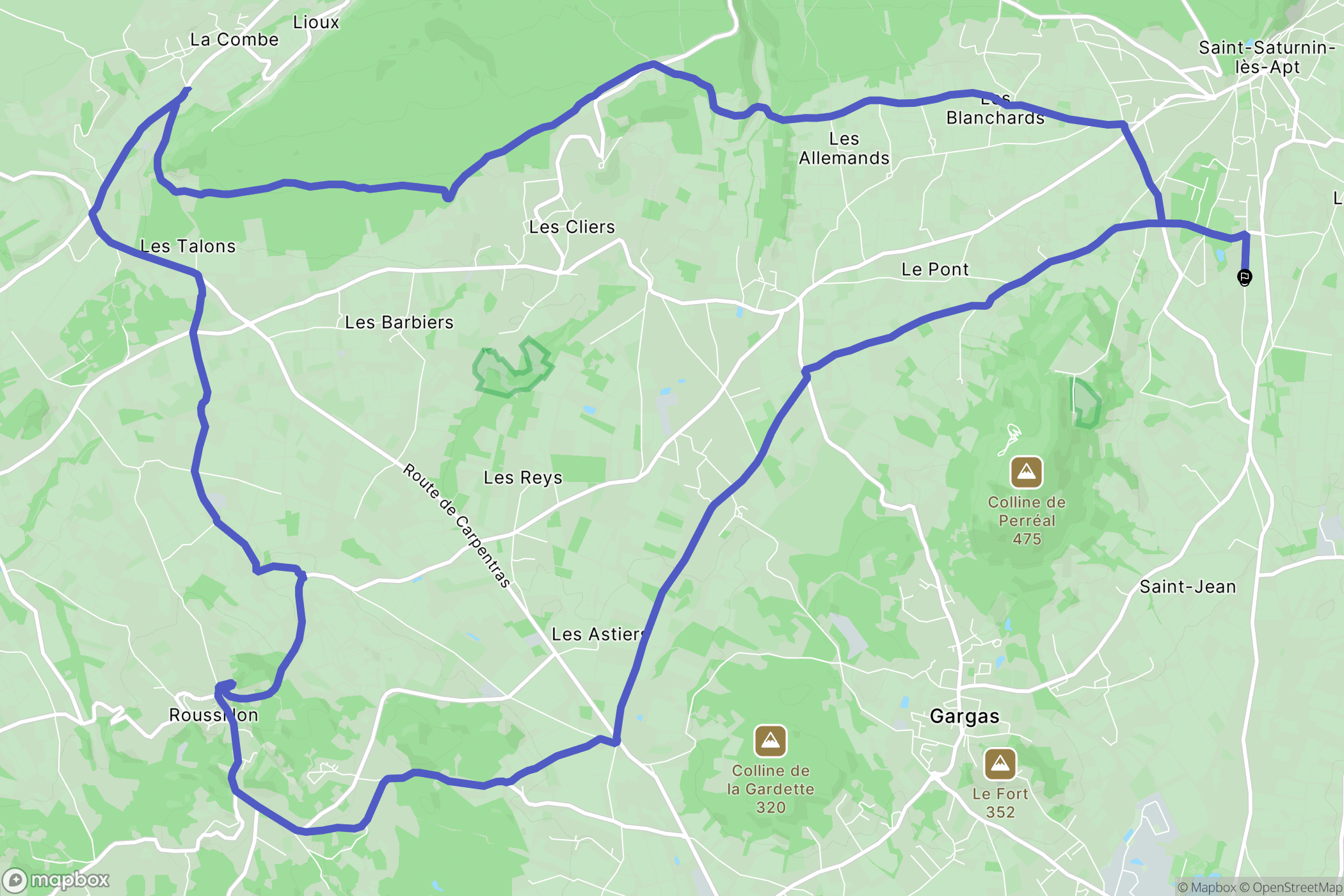 Saint-Saturnin-lès-Apt : carte du parcours de randonnée - France