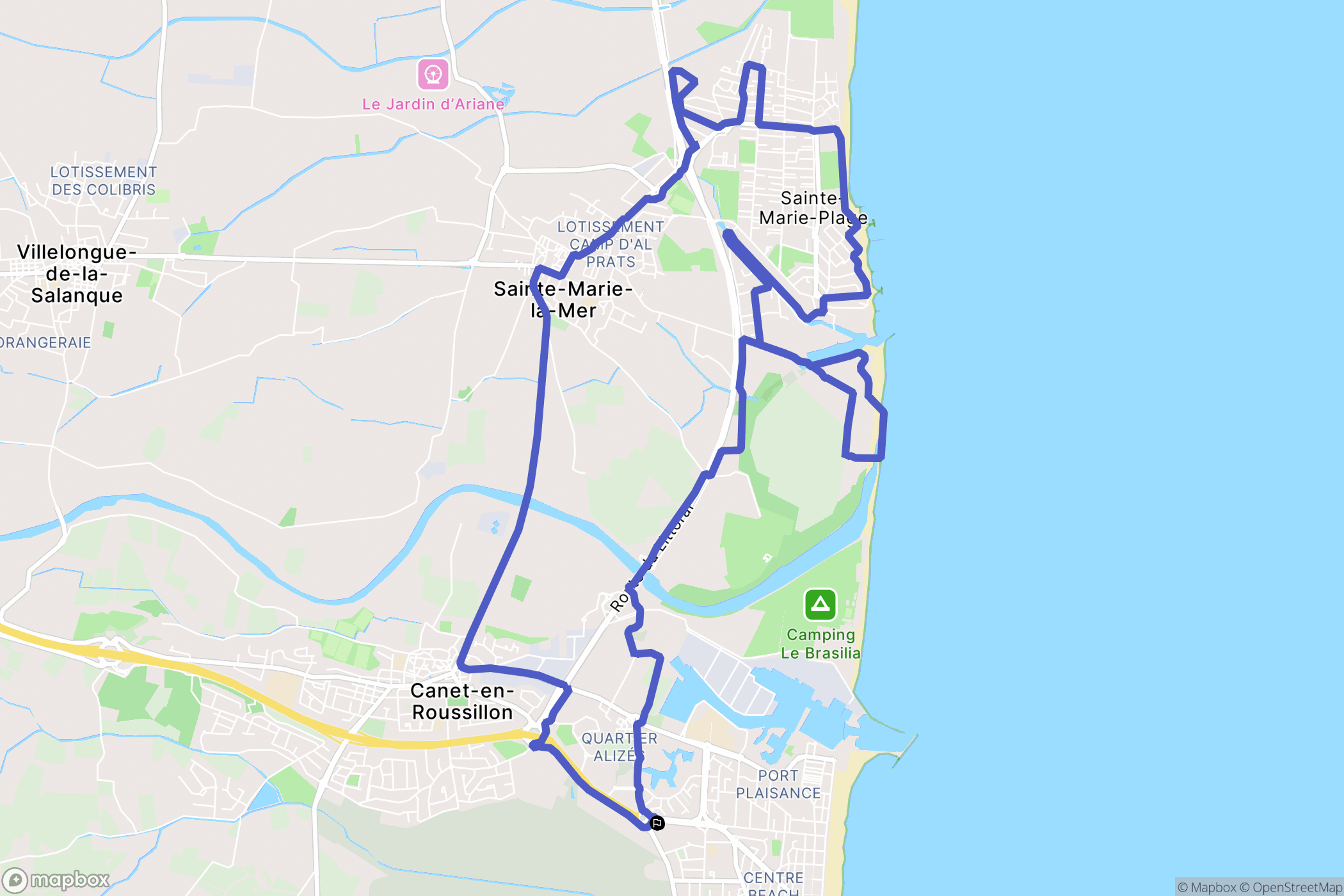 Canet-en-Roussillon : carte du parcours de randonnée - France