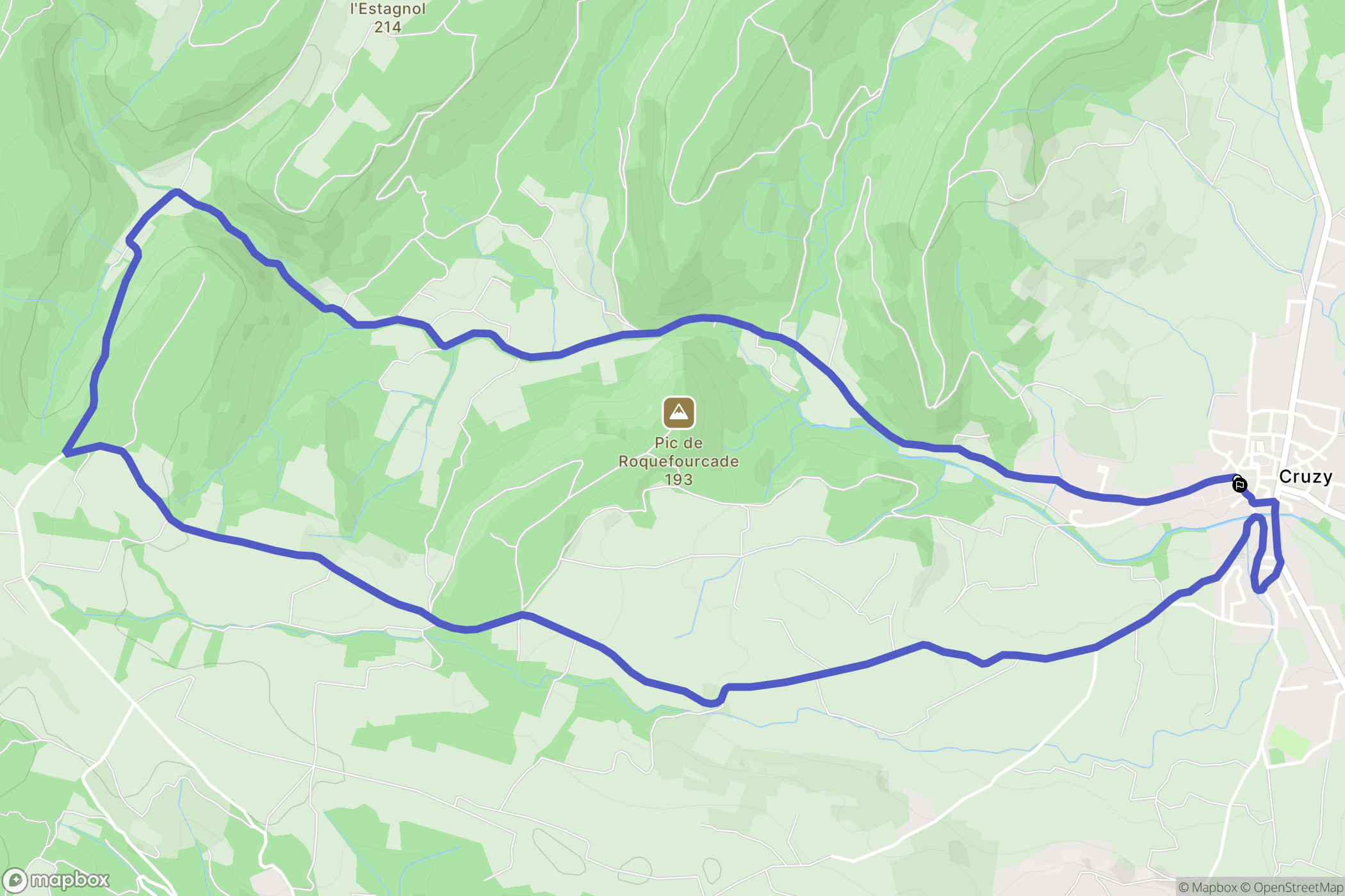 Cruzy : carte du parcours de randonnée - France