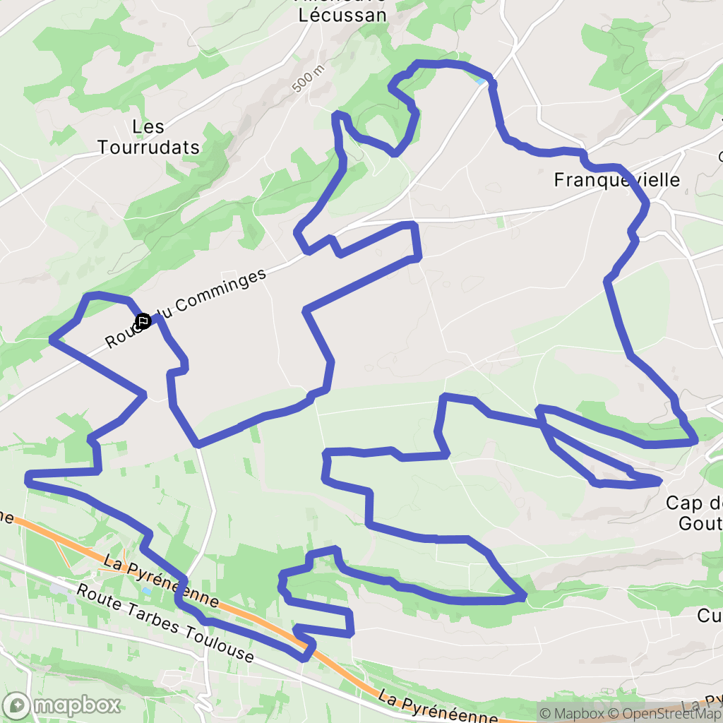 Villeneuve-Lécussan : carte du parcours de randonnée - France