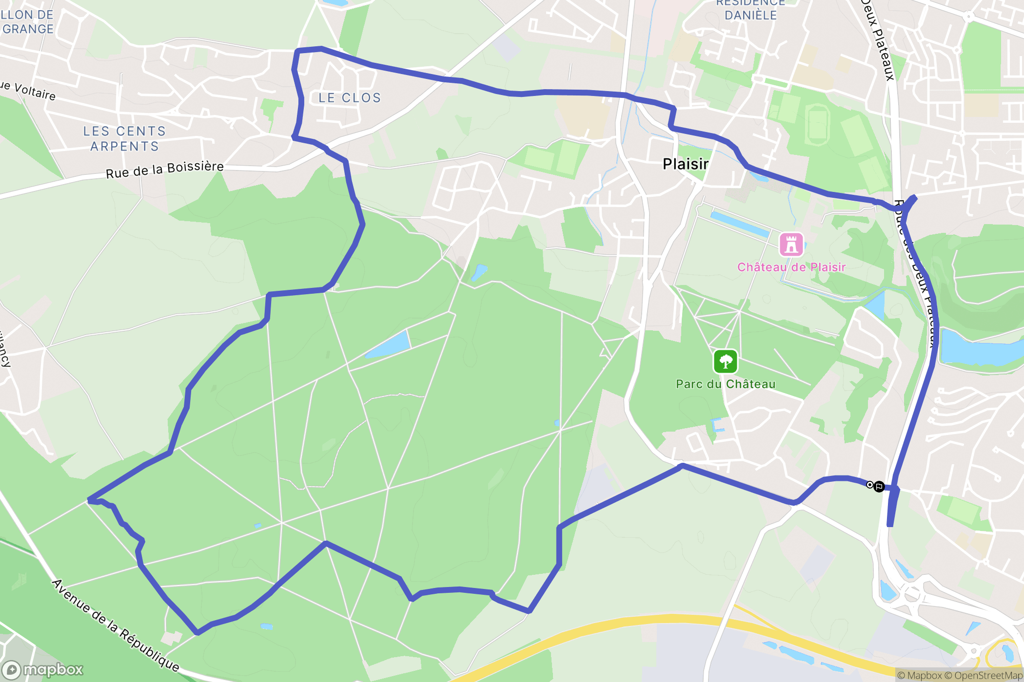 Plaisir : carte du parcours de randonnée - France