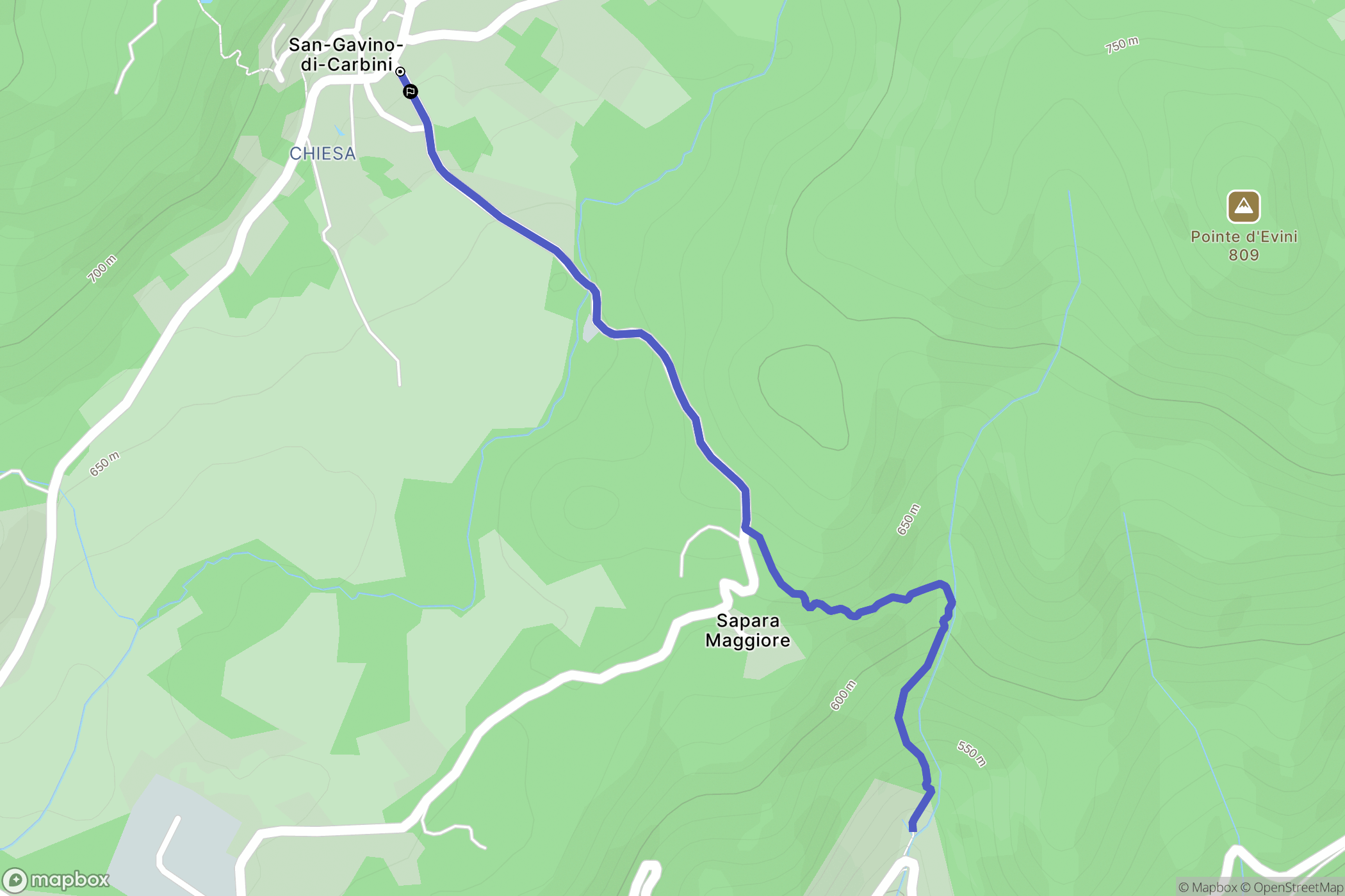 San-Gavino-Di-Carbini : carte du parcours de randonnée - France