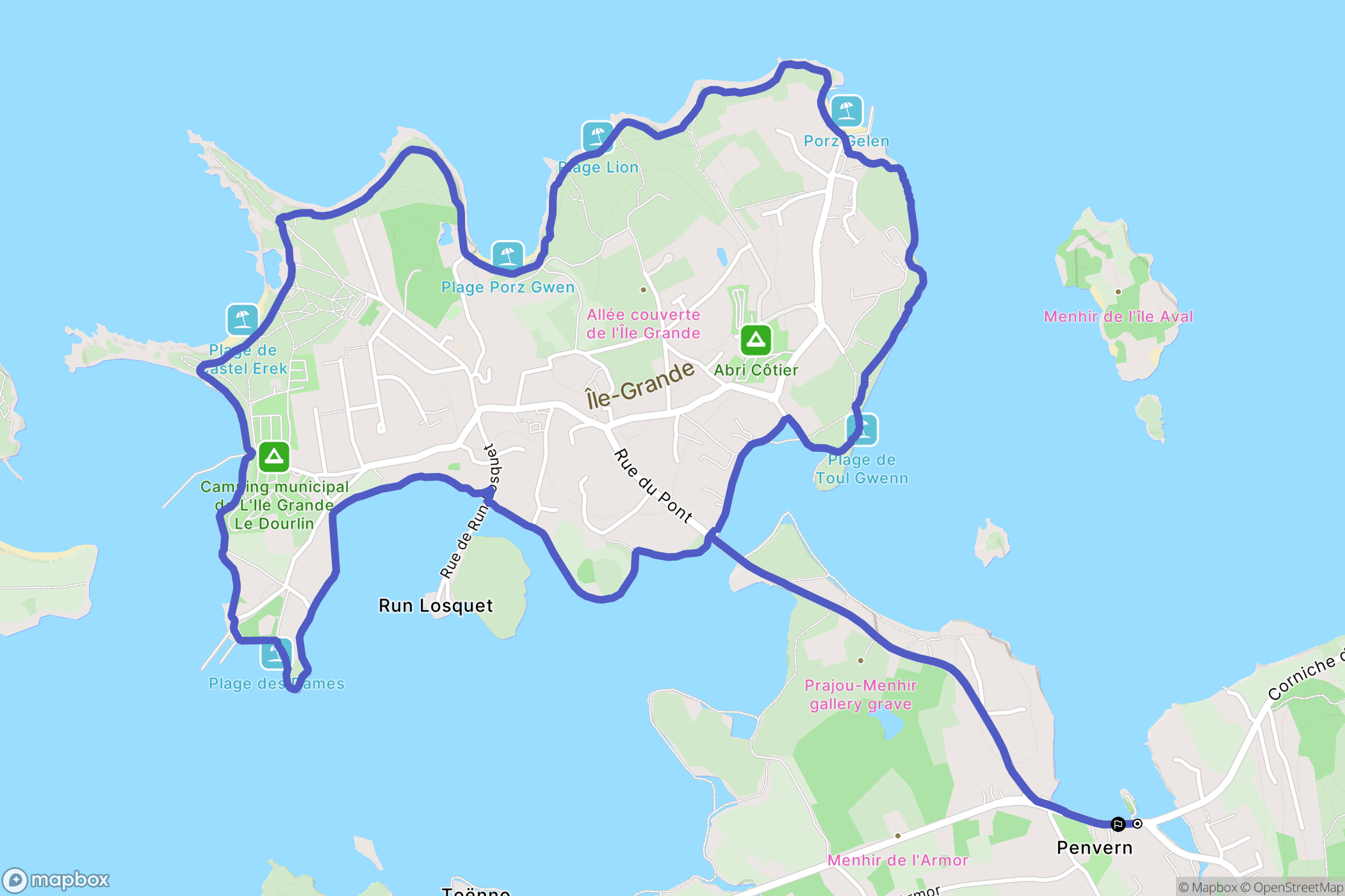 Trébeurden : carte du parcours de randonnée - France