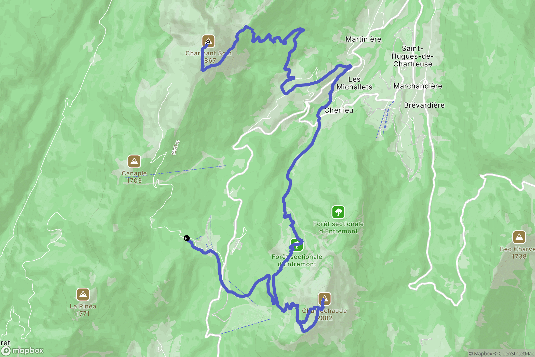 Saint-Pierre-de-Chartreuse : carte du parcours de randonnée - France
