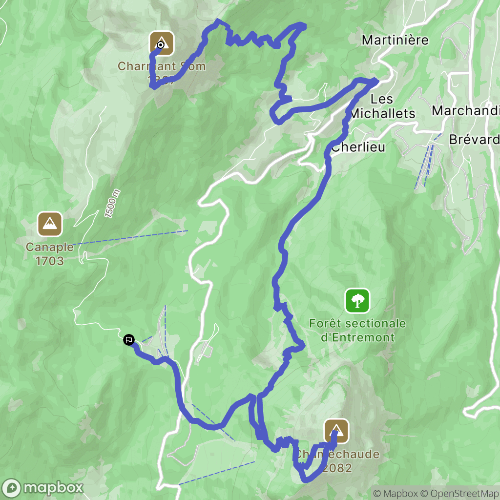 Saint-Pierre-de-Chartreuse : carte du parcours de randonnée - France