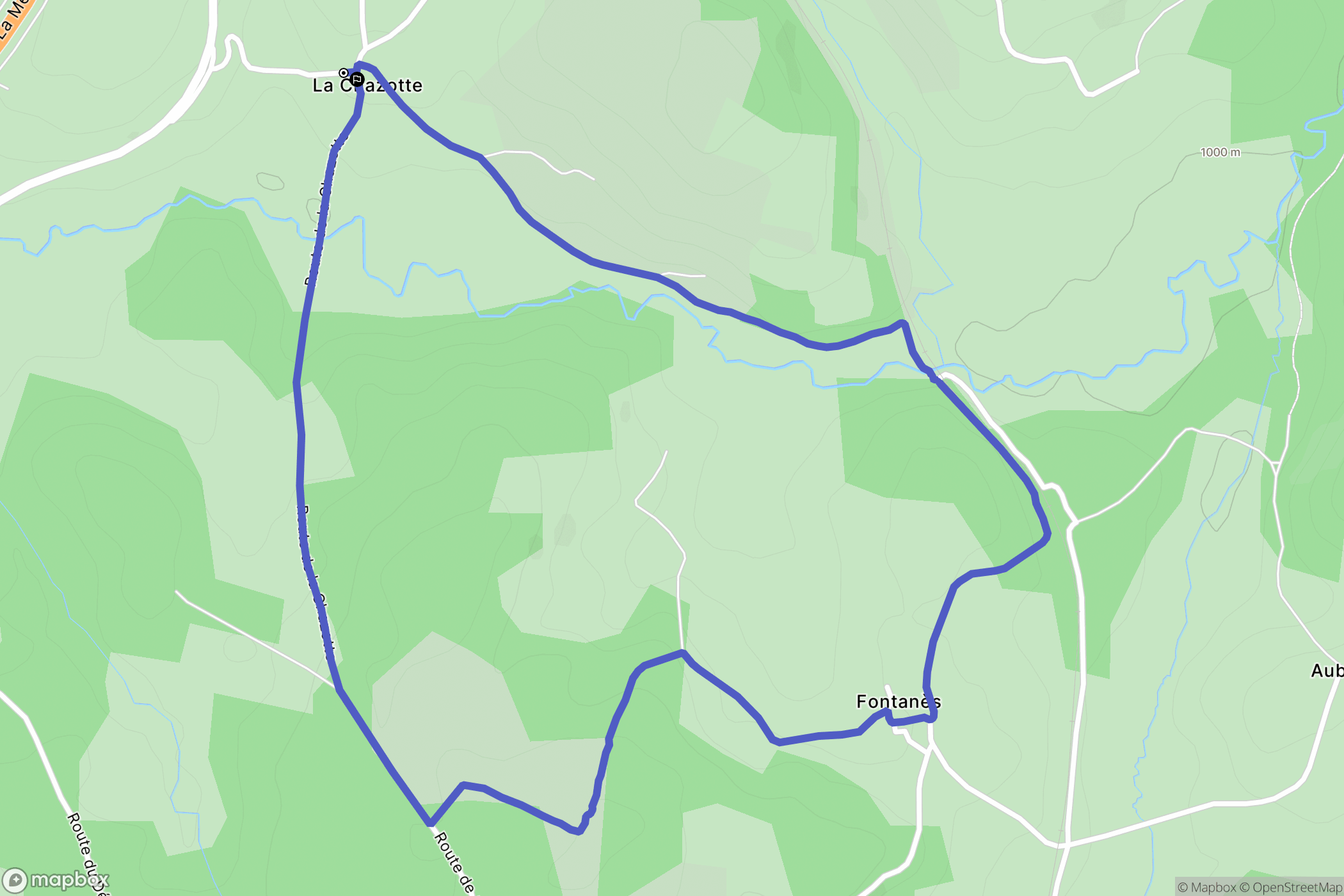 Peyre en Aubrac : carte du parcours de randonnée - France