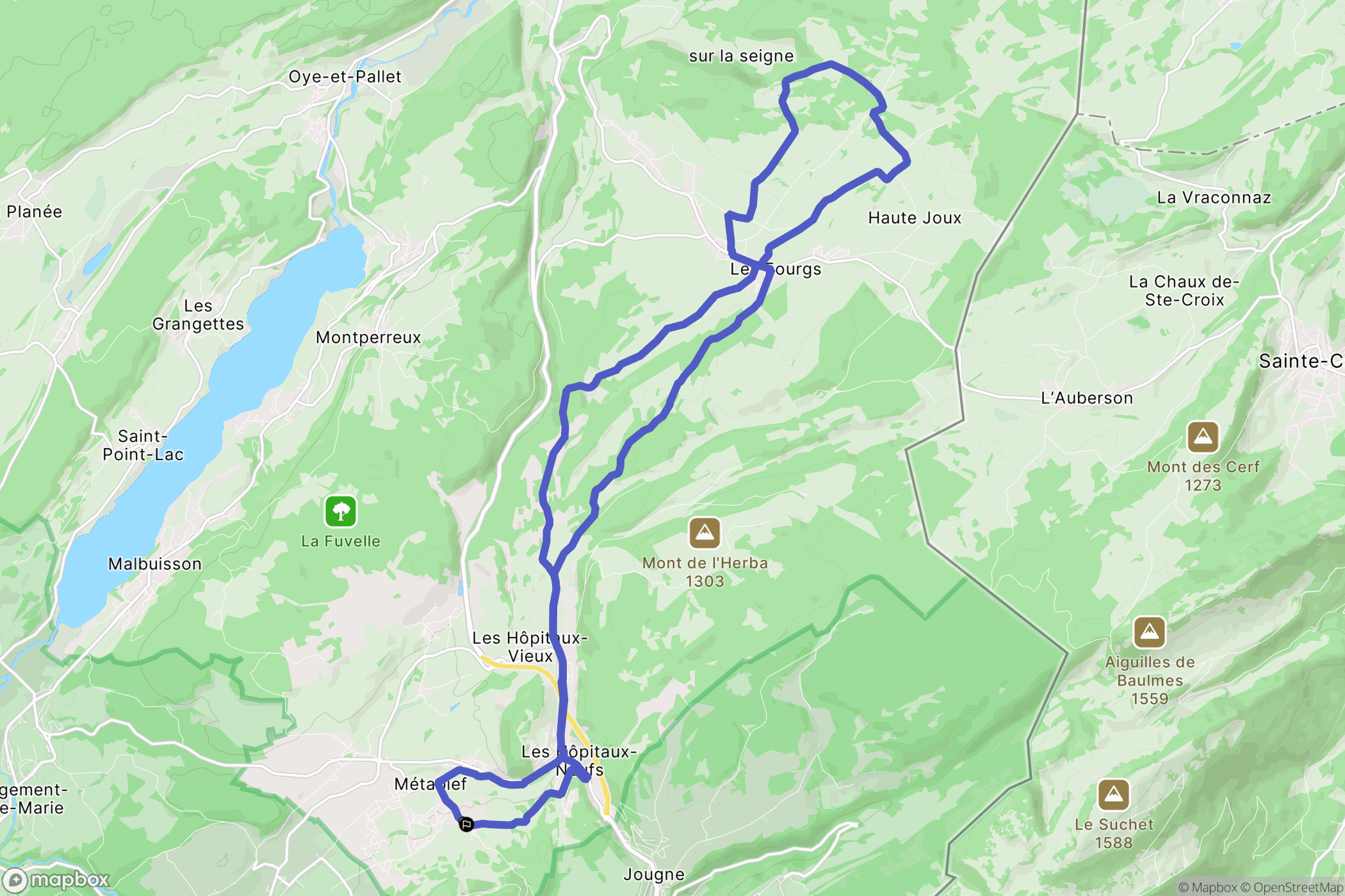 Métabief : carte du parcours de randonnée - France