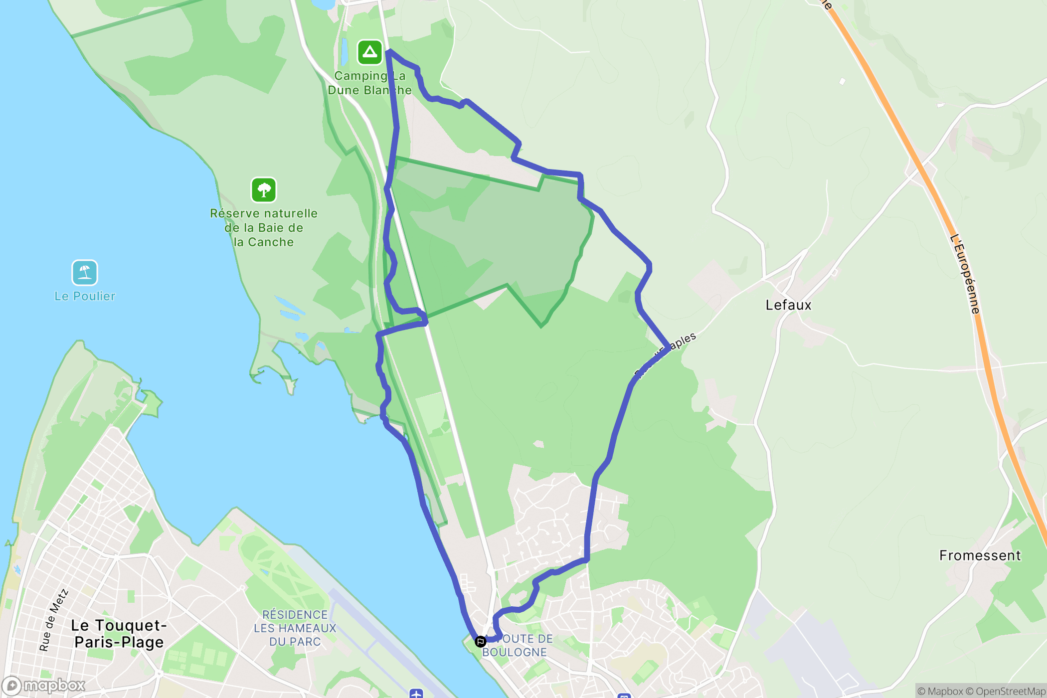 Étaples : carte du parcours de randonnée - France