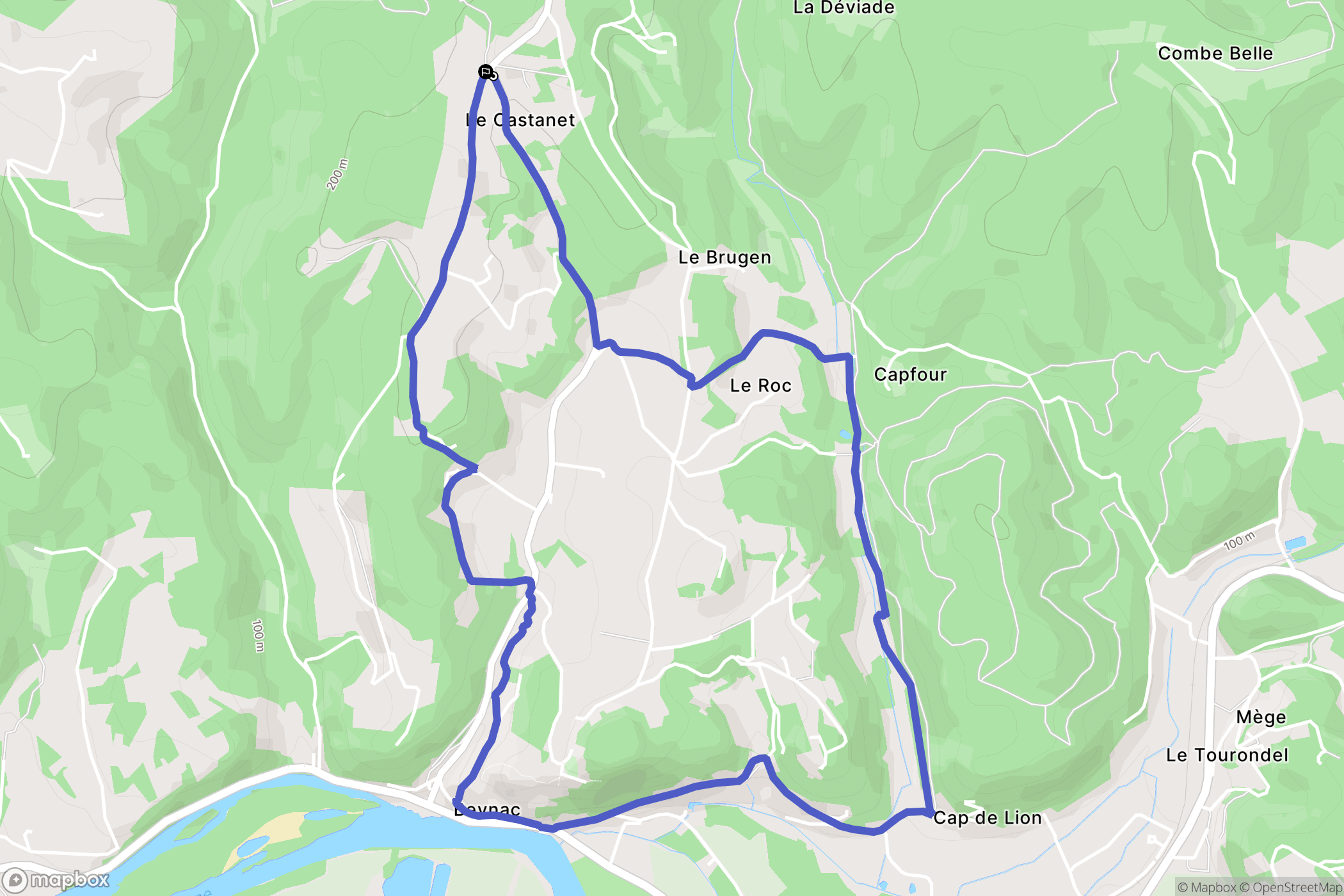 Beynac-et-Cazenac : carte du parcours de randonnée - France